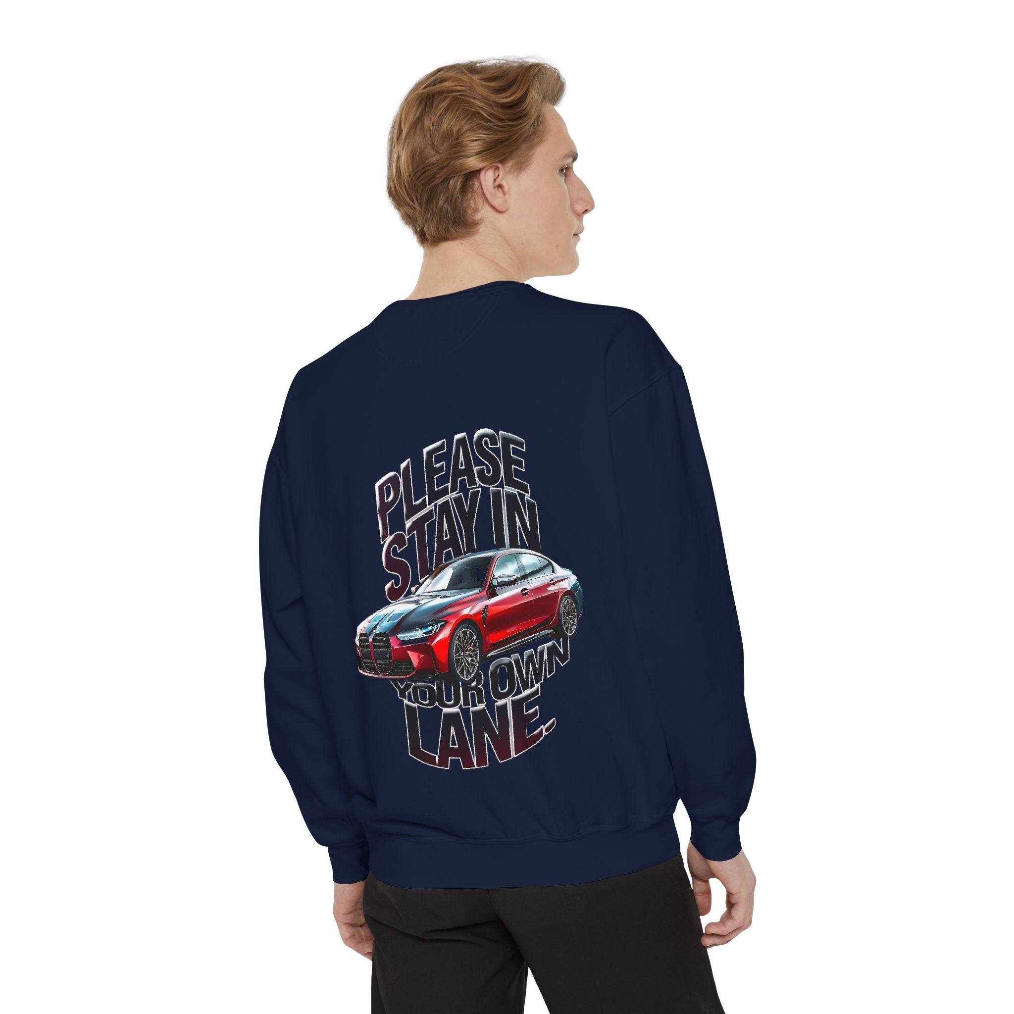 Unisex Garment-Dyed Sweatshirt - 'Please Stay in Your Own Lane' - Angel Body