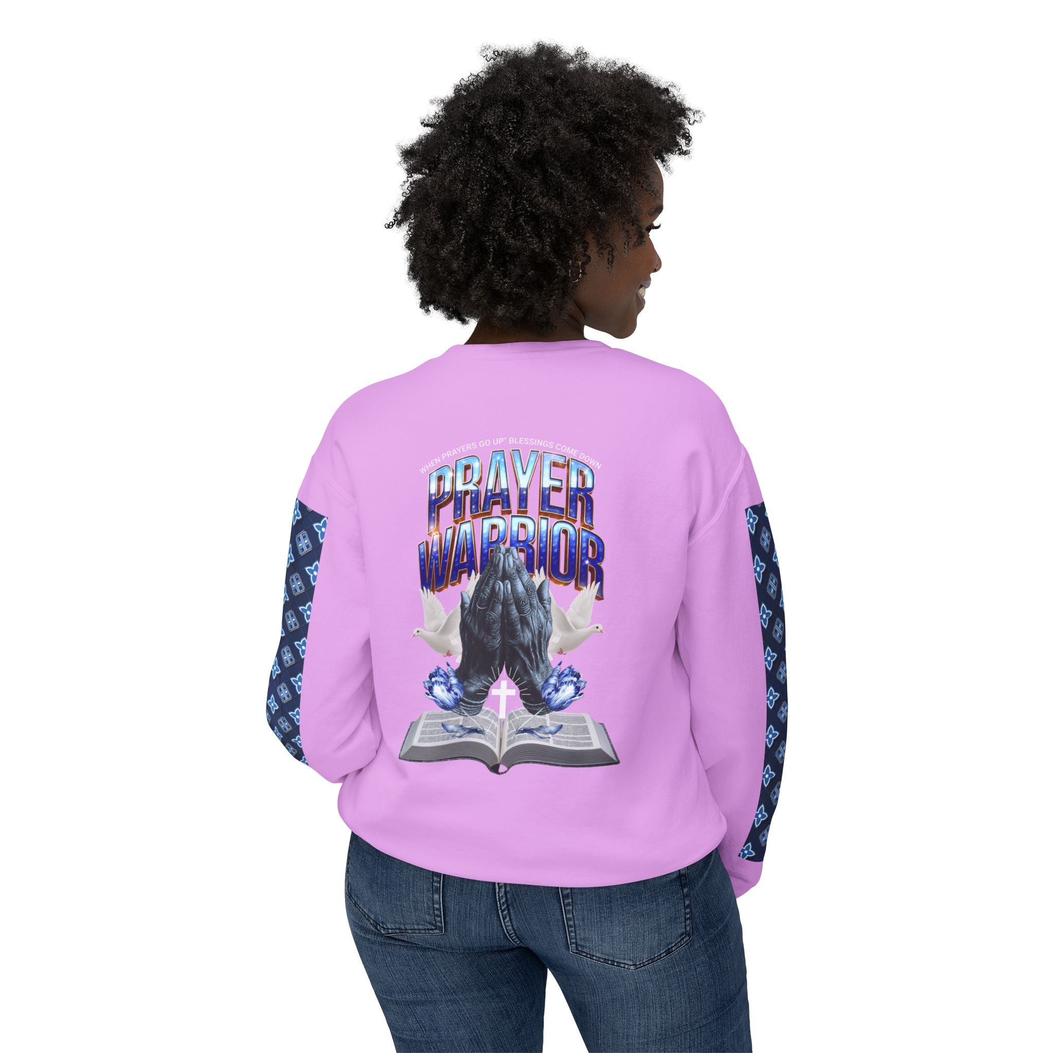Unisex Lightweight Prayer Warrior Sweatshirt - Inspirational Crewneck for Spiritual Growth - Angel Body
