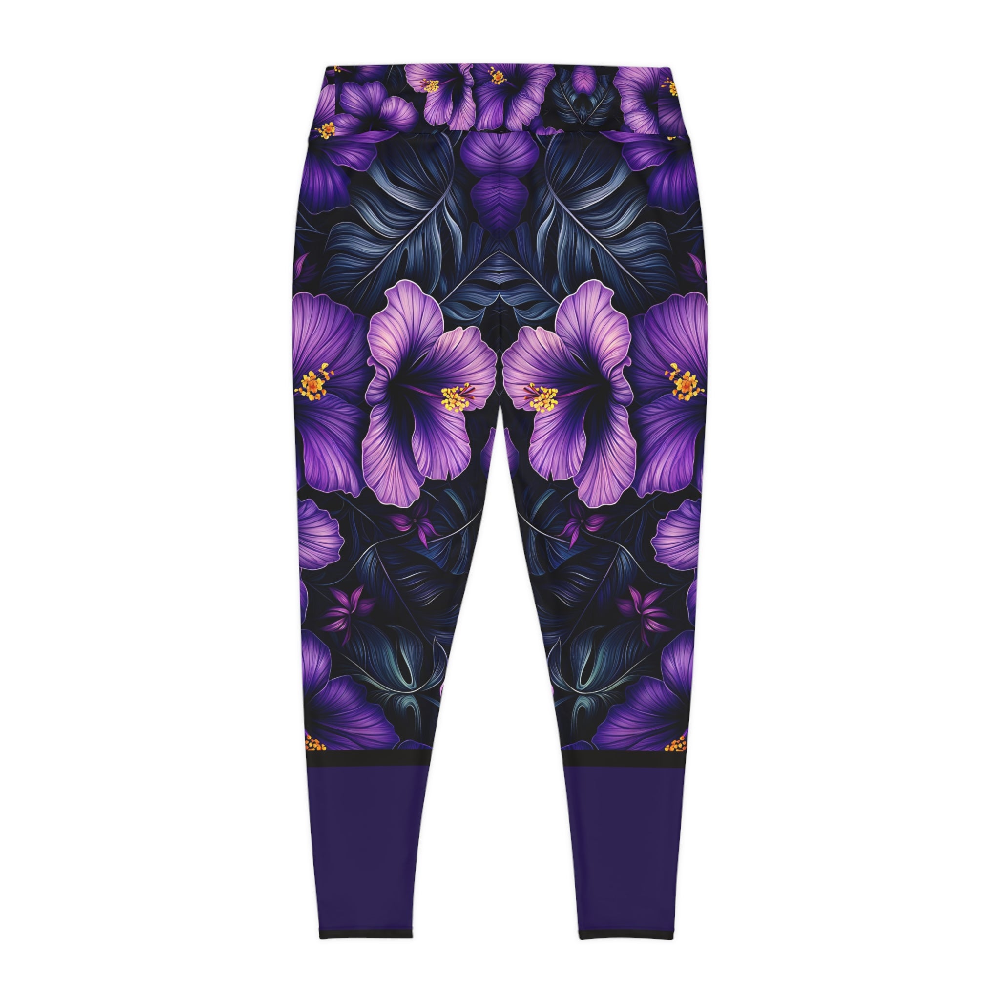 Vibrant Purple Floral Plus Size Leggings for Comfortable Style - Angel Body