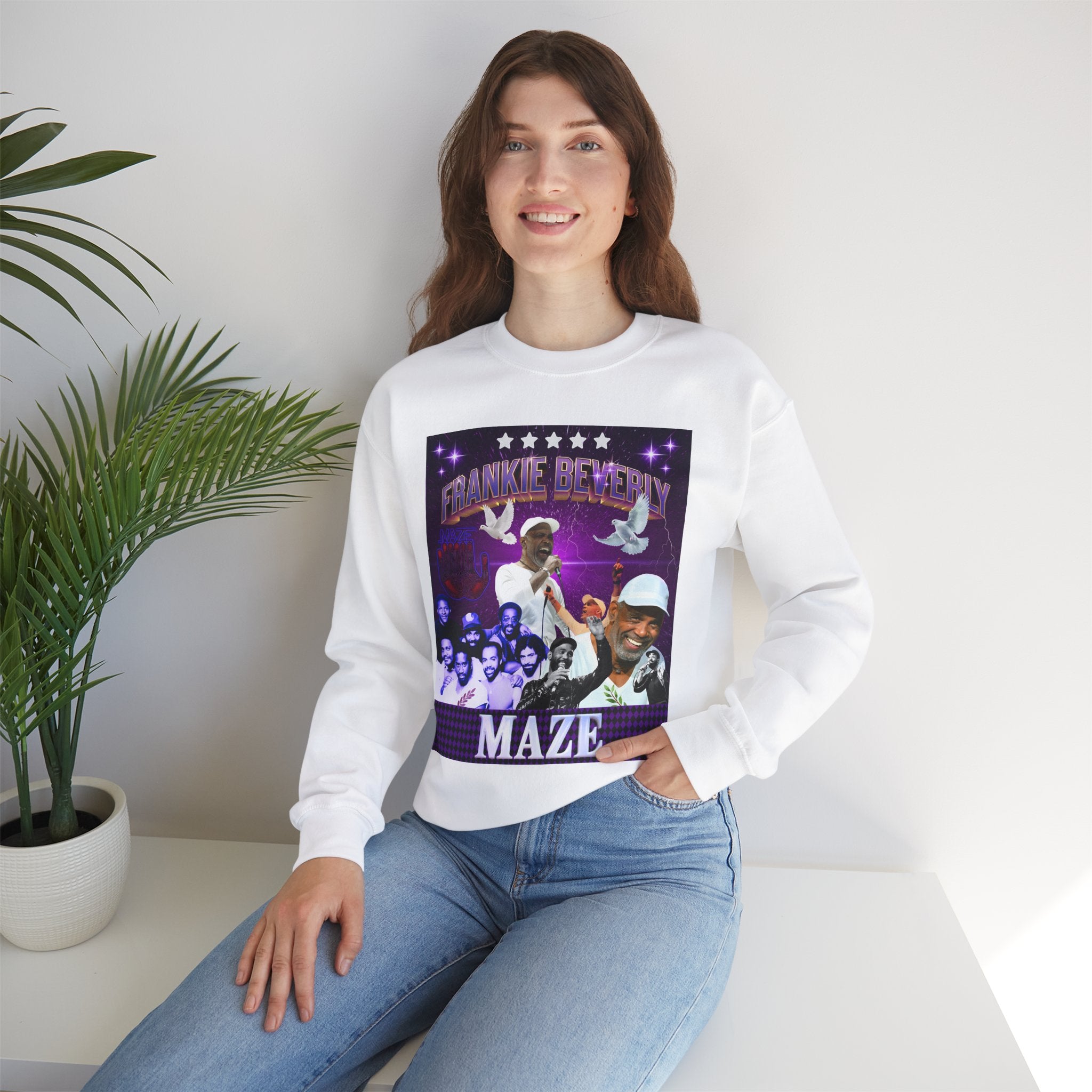 Limited Edition Frankie Beverly collage Crewneck Sweatshirt - Retro style Music Tribute to a Legendary soul singer - Angel Body