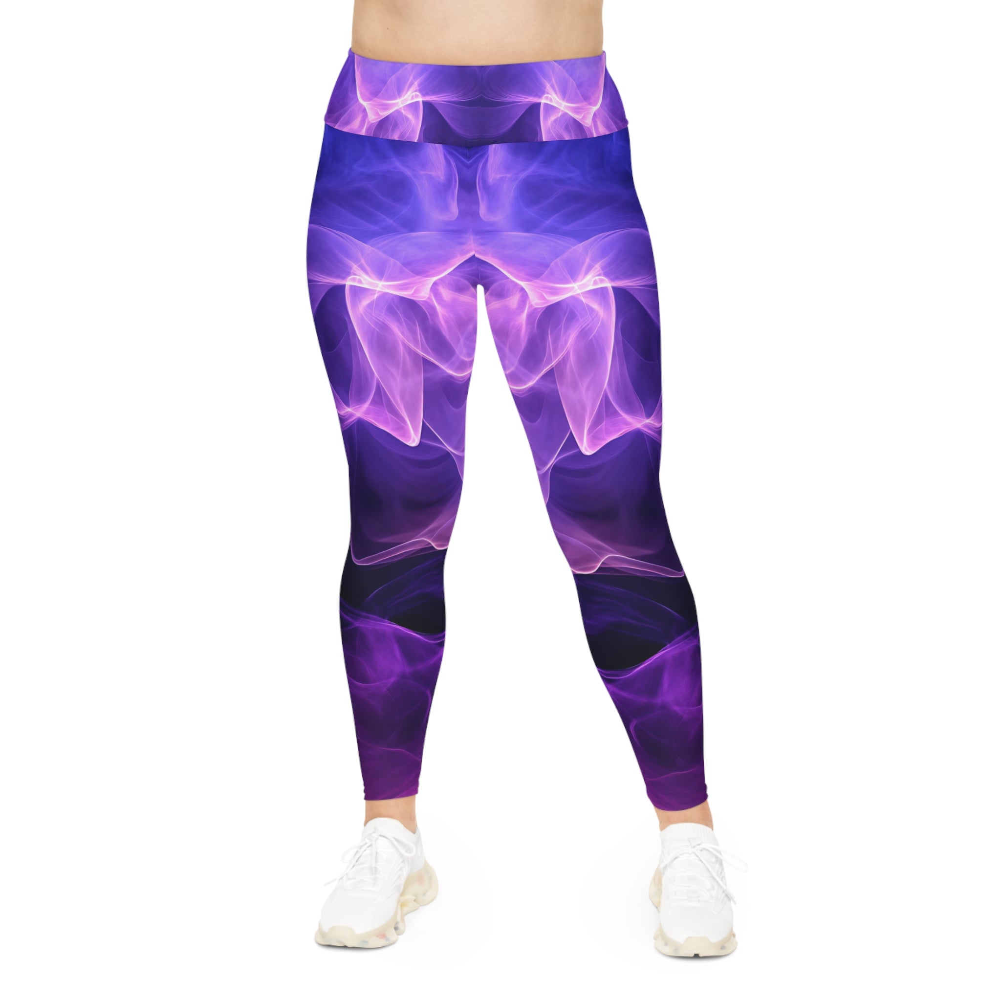 Vibrant Woman Plus Size Leggings - Colorful Smoke Design for Active and Casual Wear - Angel Body