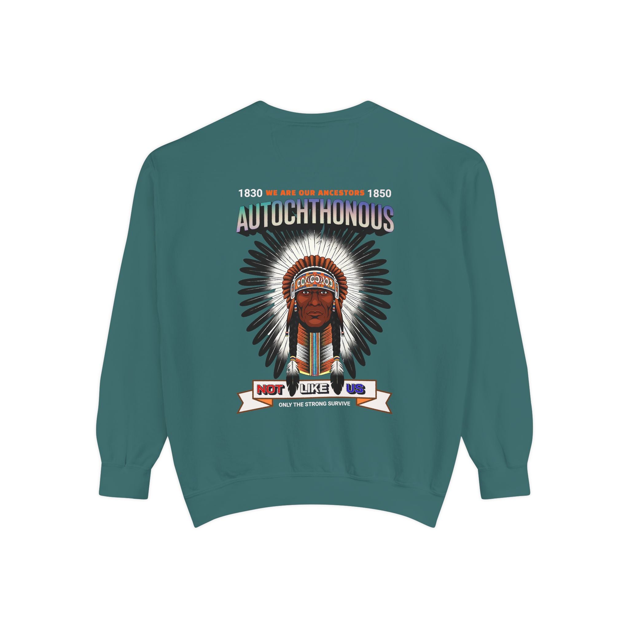 Autochthonous Heritage Sweatshirt - Unisex Garment-Dyed Hoodie with Indigenous Design - Angel Body