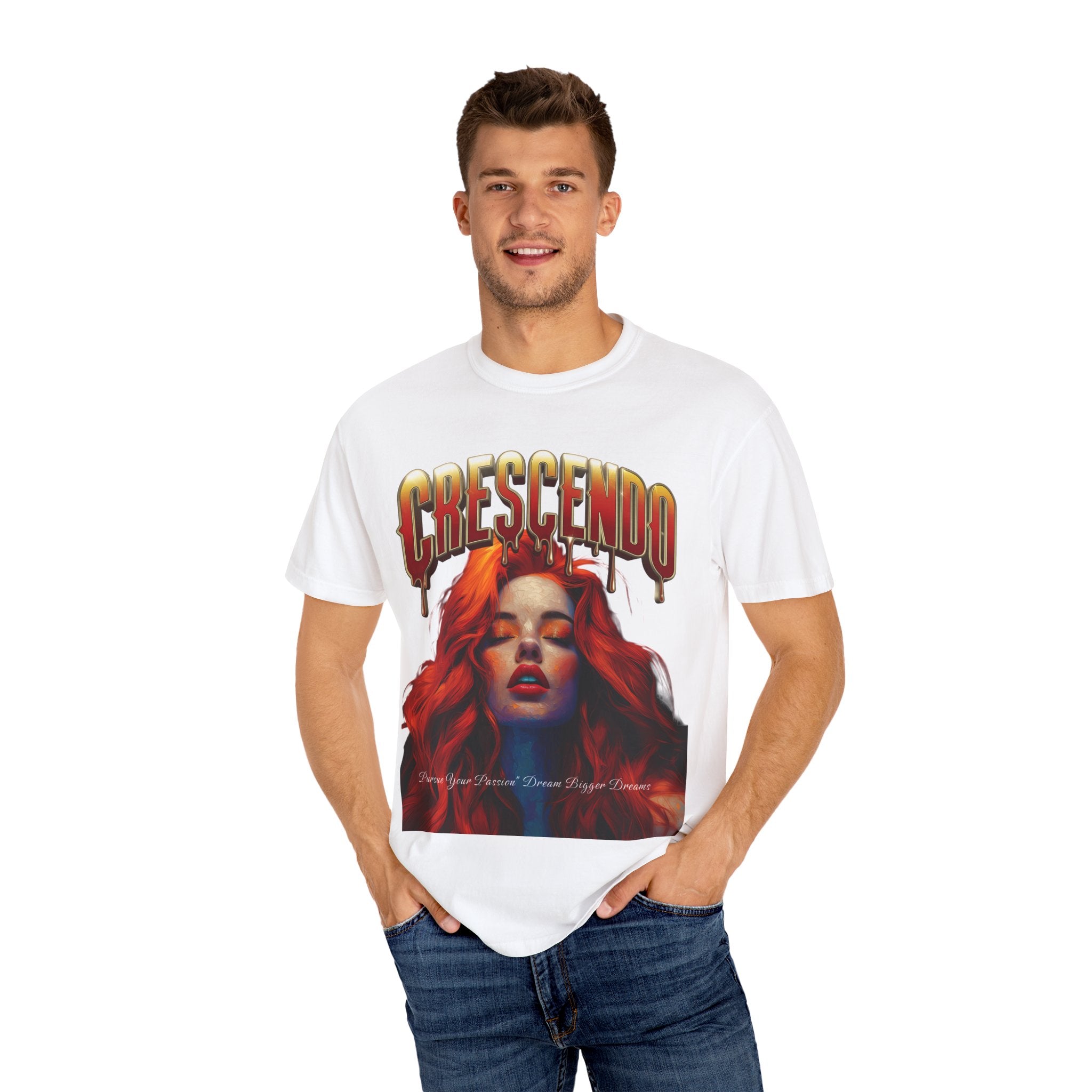 CRESCENDO a shirt with a message Take your life to the highest heights Unisex Garment-Dyed T-Shirt - Vibrant Artistic Tee - Angel Body