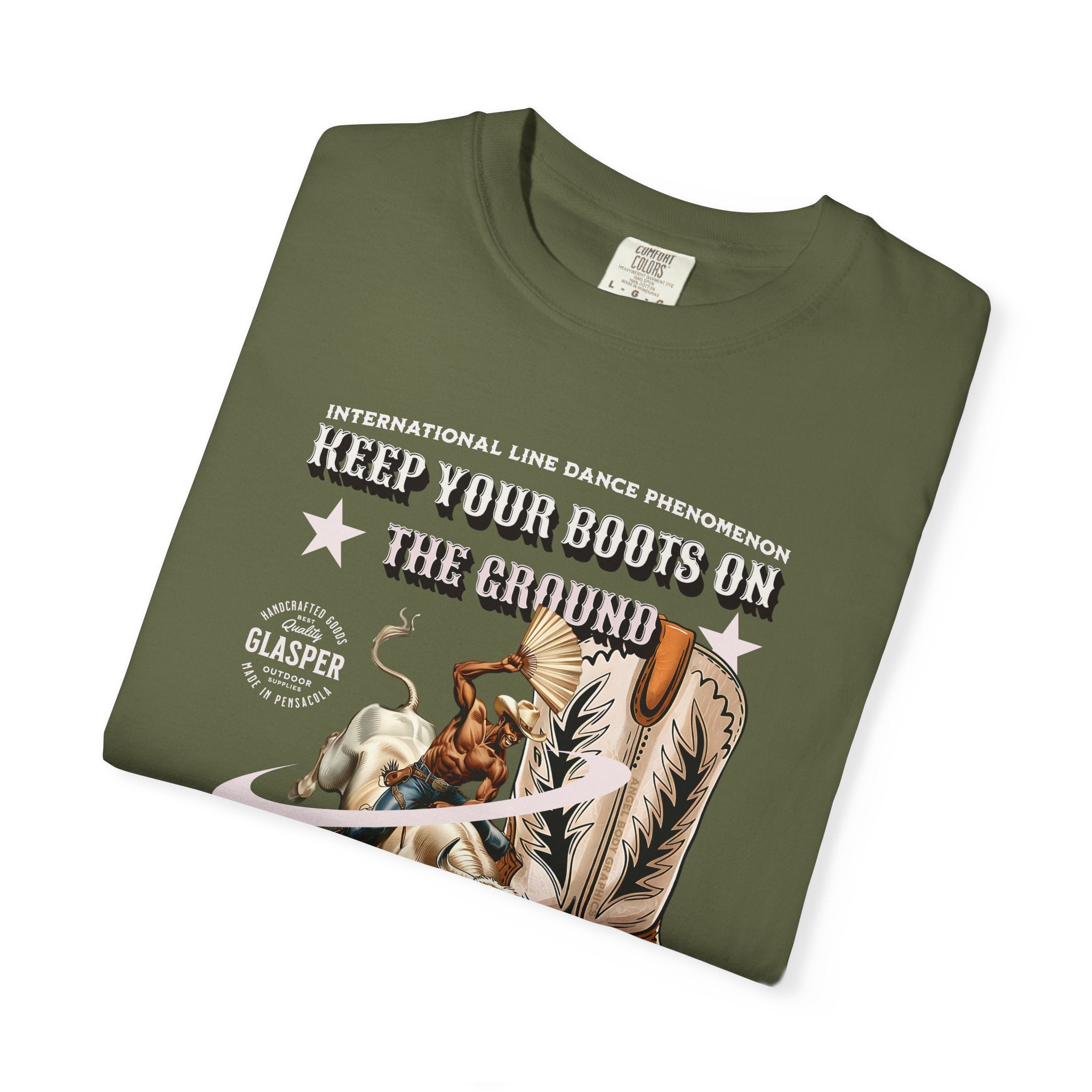 Line Dance Boots Unisex T-Shirt - ‘Keep Your Boots On’ Design - Angel Body