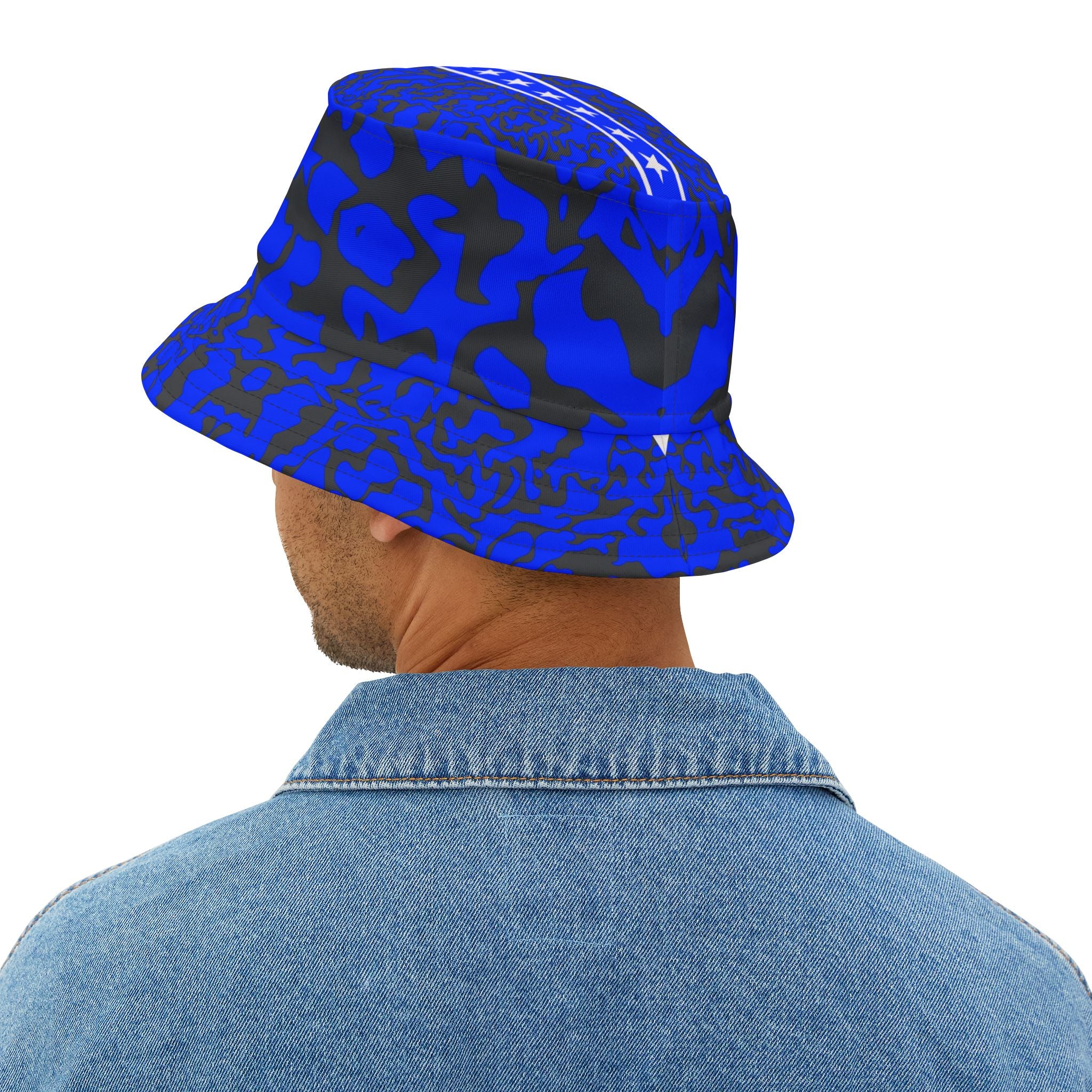 Blue Camo Bucket Hat - Trendy Summer Accessory, Festival Hat, Casual Style, Vacation Must-Have, Outdoor Adventure