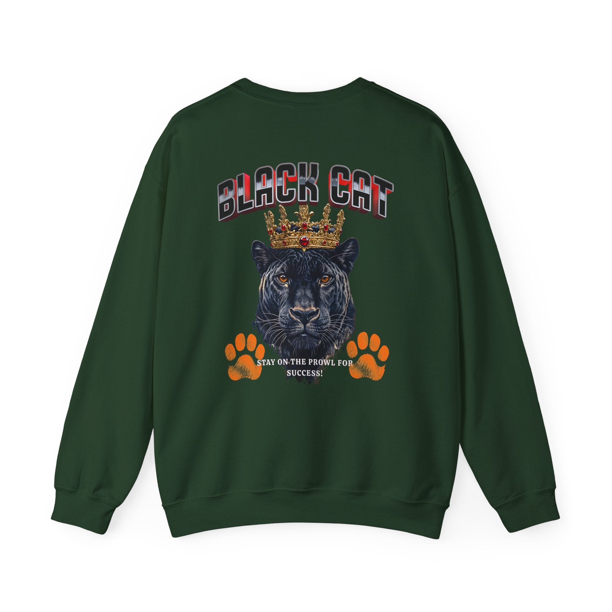 Black Cat Crowned Sweatshirt - Unisex Heavy Blend™, Stay on the Prowl for Success! - Angel Body