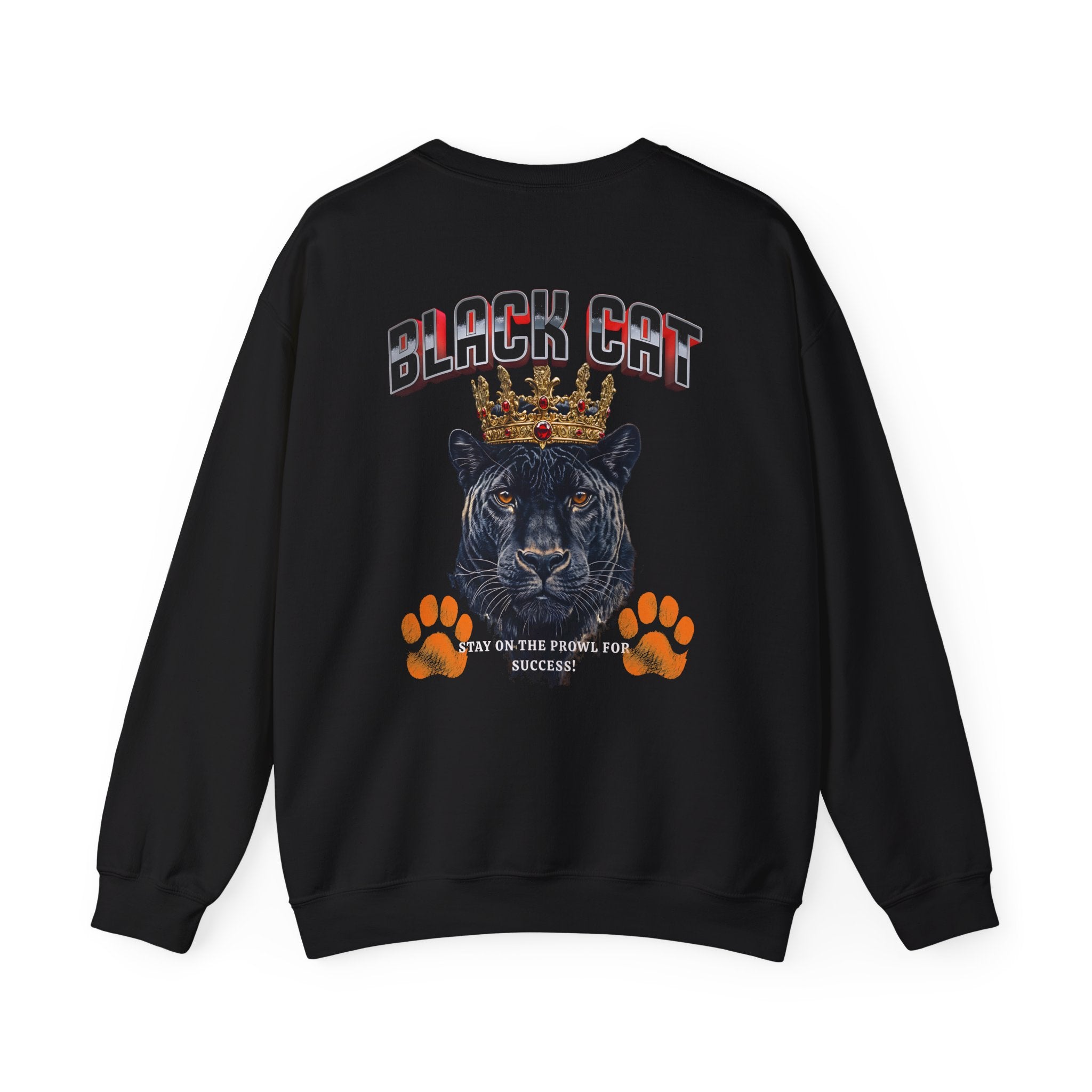 Black Cat Crowned Sweatshirt - Unisex Heavy Blend™, Stay on the Prowl for Success! - Angel Body