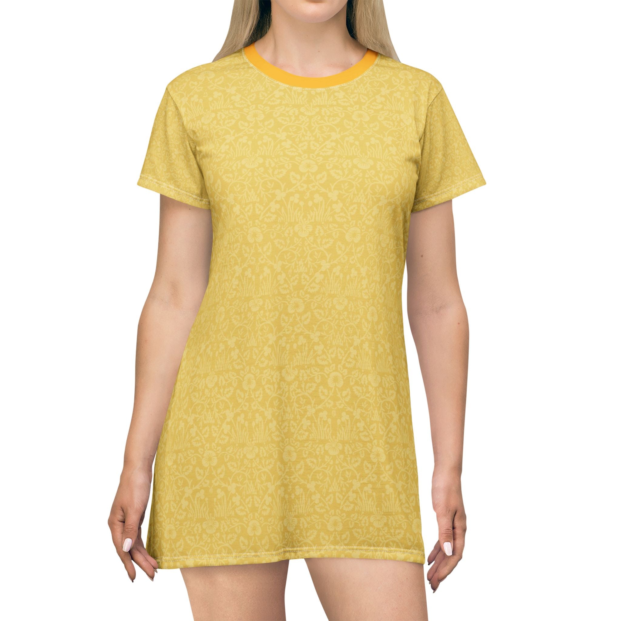 Cheerful Spring Floral Pattern Woman T-Shirt Dress for Casual Outings - Angel Body