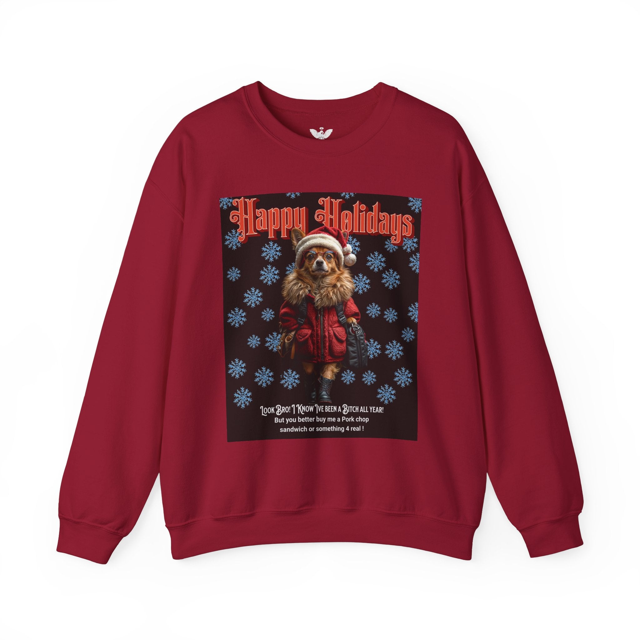 Funny Happy Holidays Dog Unisex Sweatshirt - Angel Body
