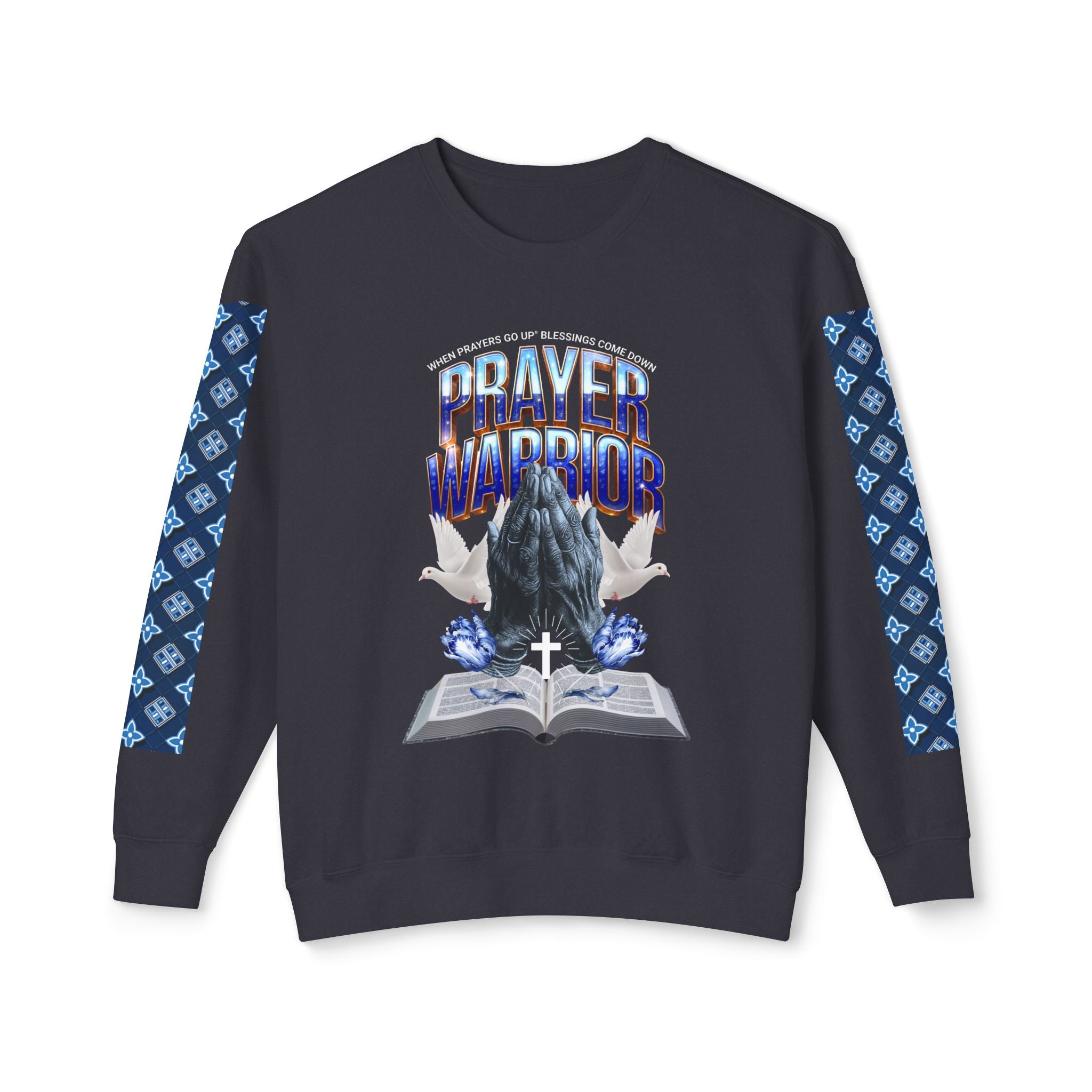 Unisex Lightweight Prayer Warrior Sweatshirt - Inspirational Crewneck for Spiritual Growth - Angel Body