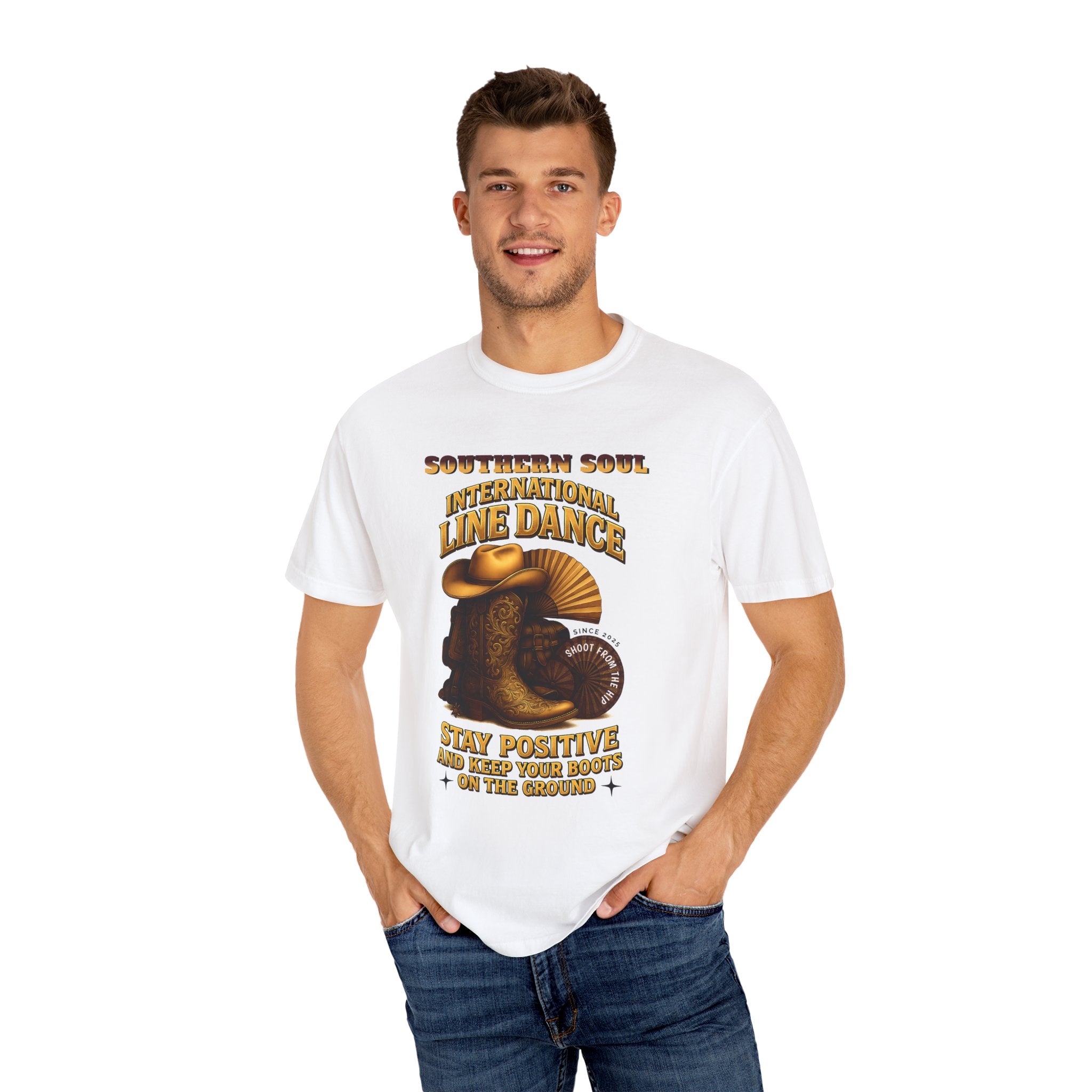 Southern Soul Line Dance T-Shirt, Unisex Garment-Dyed Tee, Stay Positive Quote Shirt, Country Dance Apparel, Gift for Dancers - Angel Body