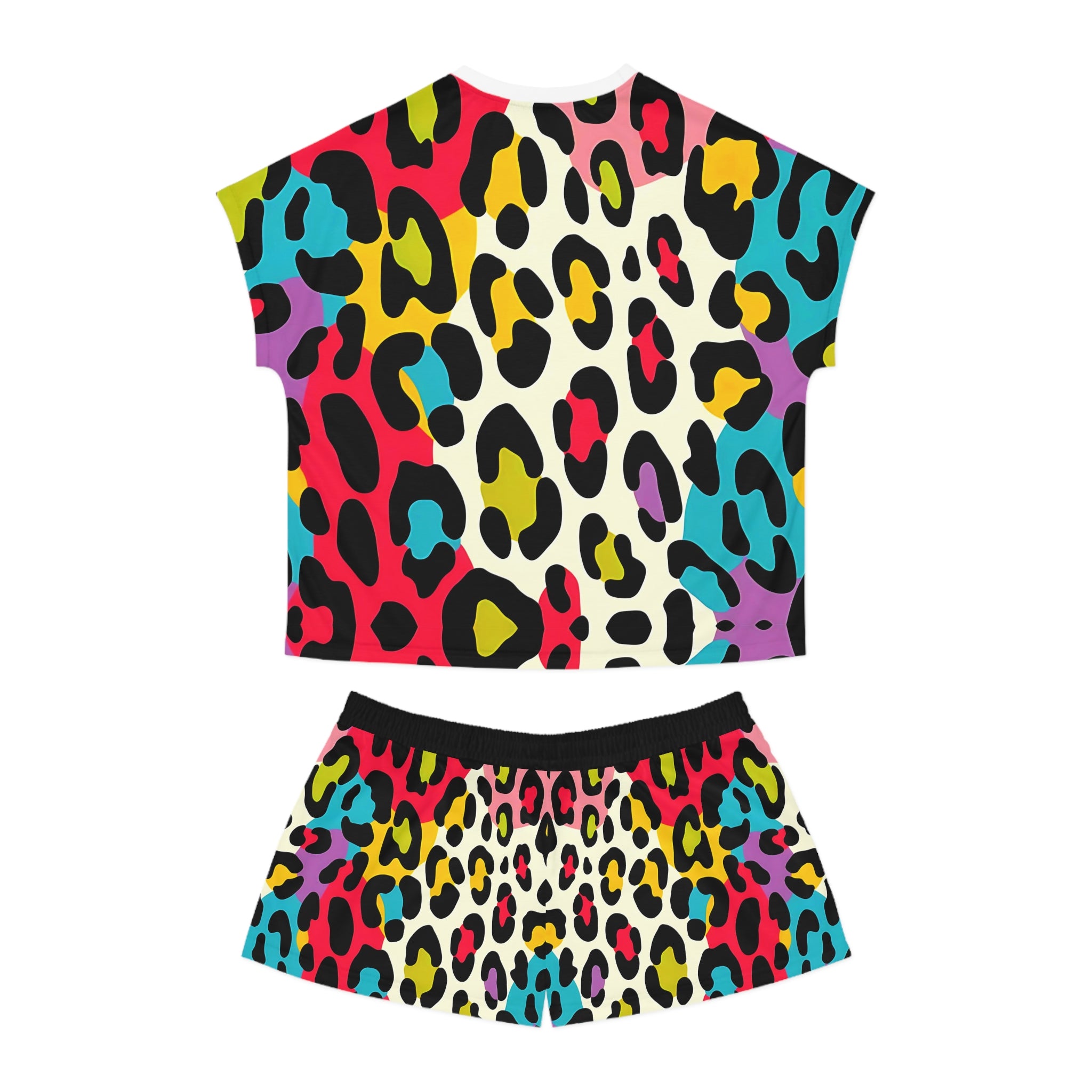 Colorful Leopard Print Women's Short Pajama Set - Fun & Comfortable Sleepwear - Angel Body