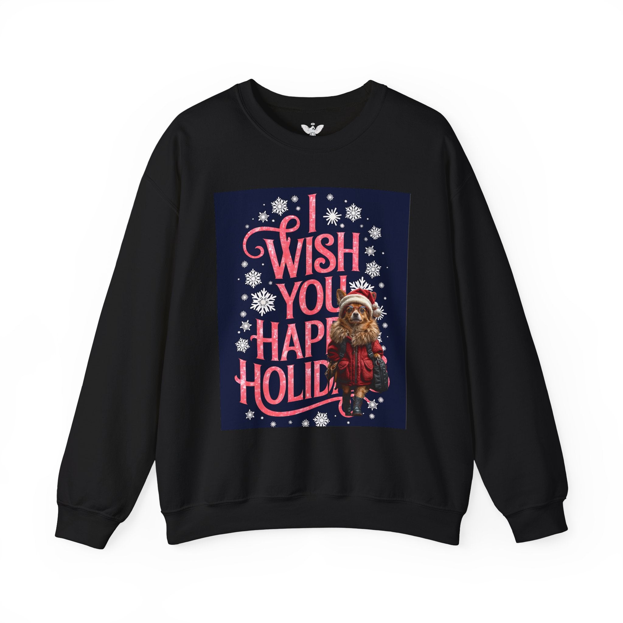 Funny Holiday Sweater - 'I Wish You Happy Holidays' Crewneck Sweatshirt - Angel Body