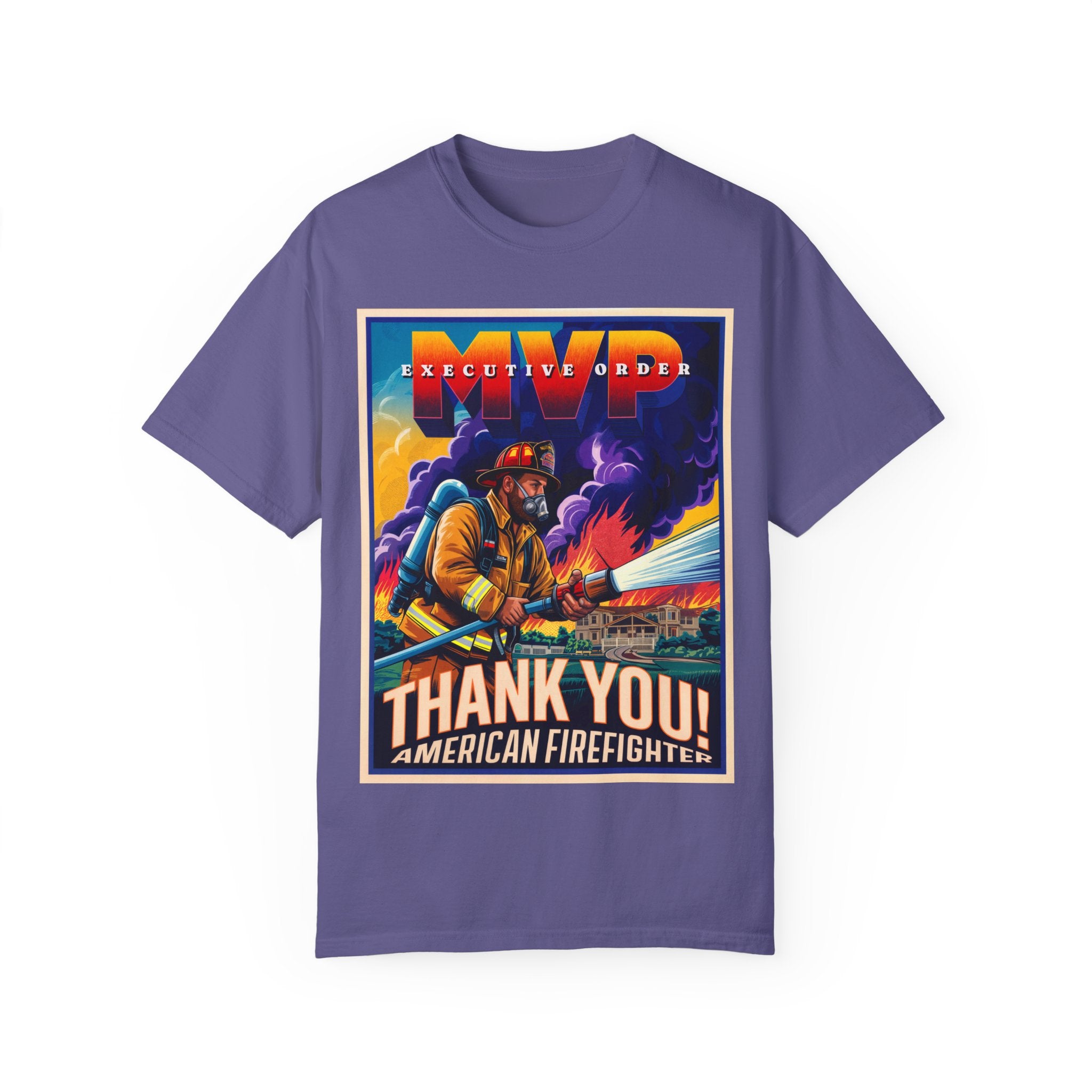 Firefighter Thank You T-Shirt - Unisex Garment-Dyed Tee - Angel Body