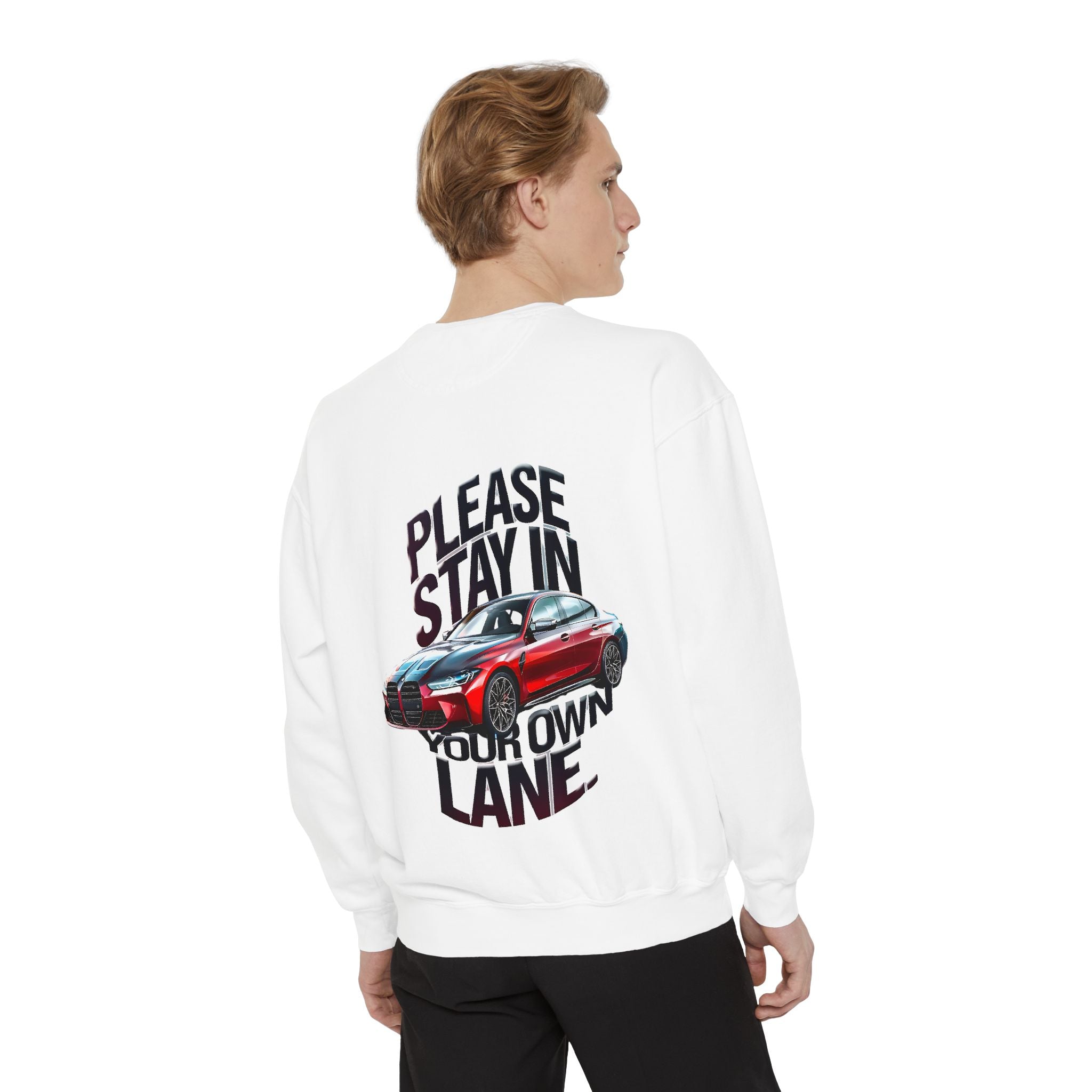 Unisex Garment-Dyed Sweatshirt - 'Please Stay in Your Own Lane' - Angel Body