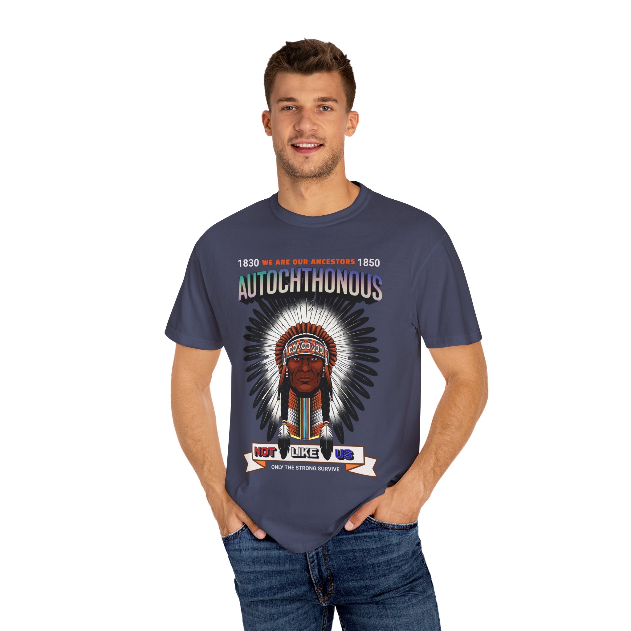 Autochthonous Unisex Garment-Dyed T-Shirt - We Are Our Ancestors 1850 - Angel Body