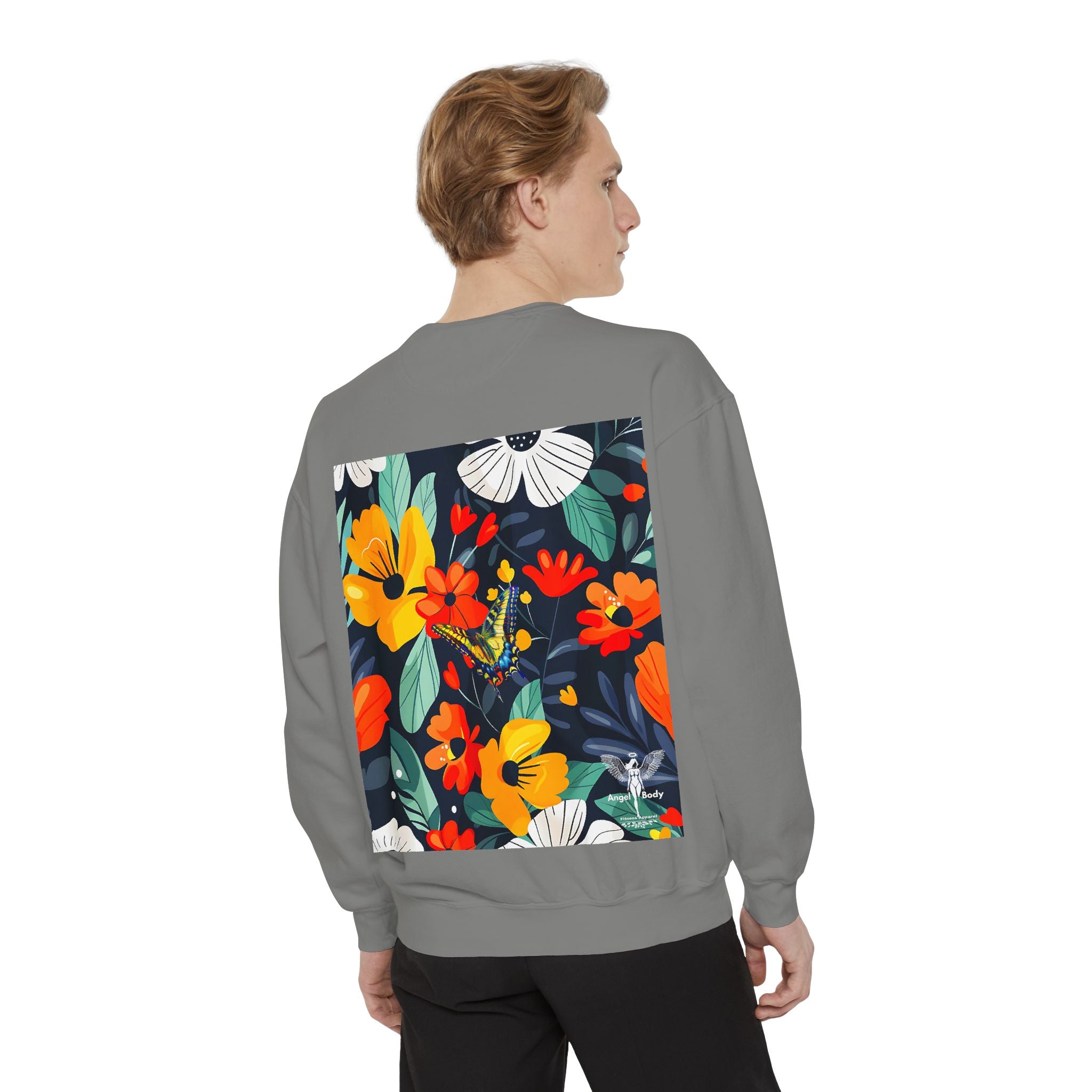 Vibrant Floral Unisex Garment-Dyed Sweatshirt - Perfect for Spring Celebrations - Angel Body