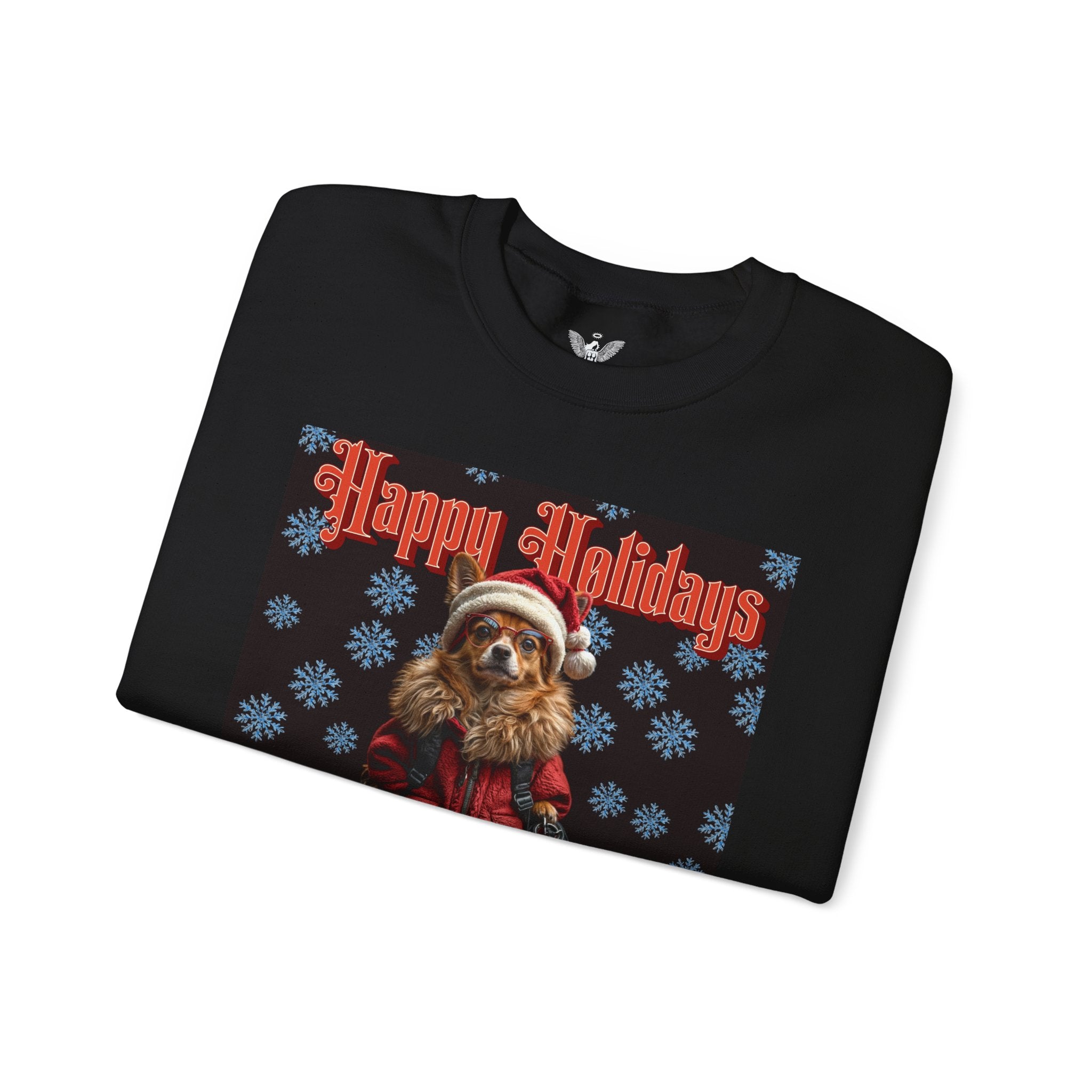 Funny Happy Holidays Dog Unisex Sweatshirt - Angel Body