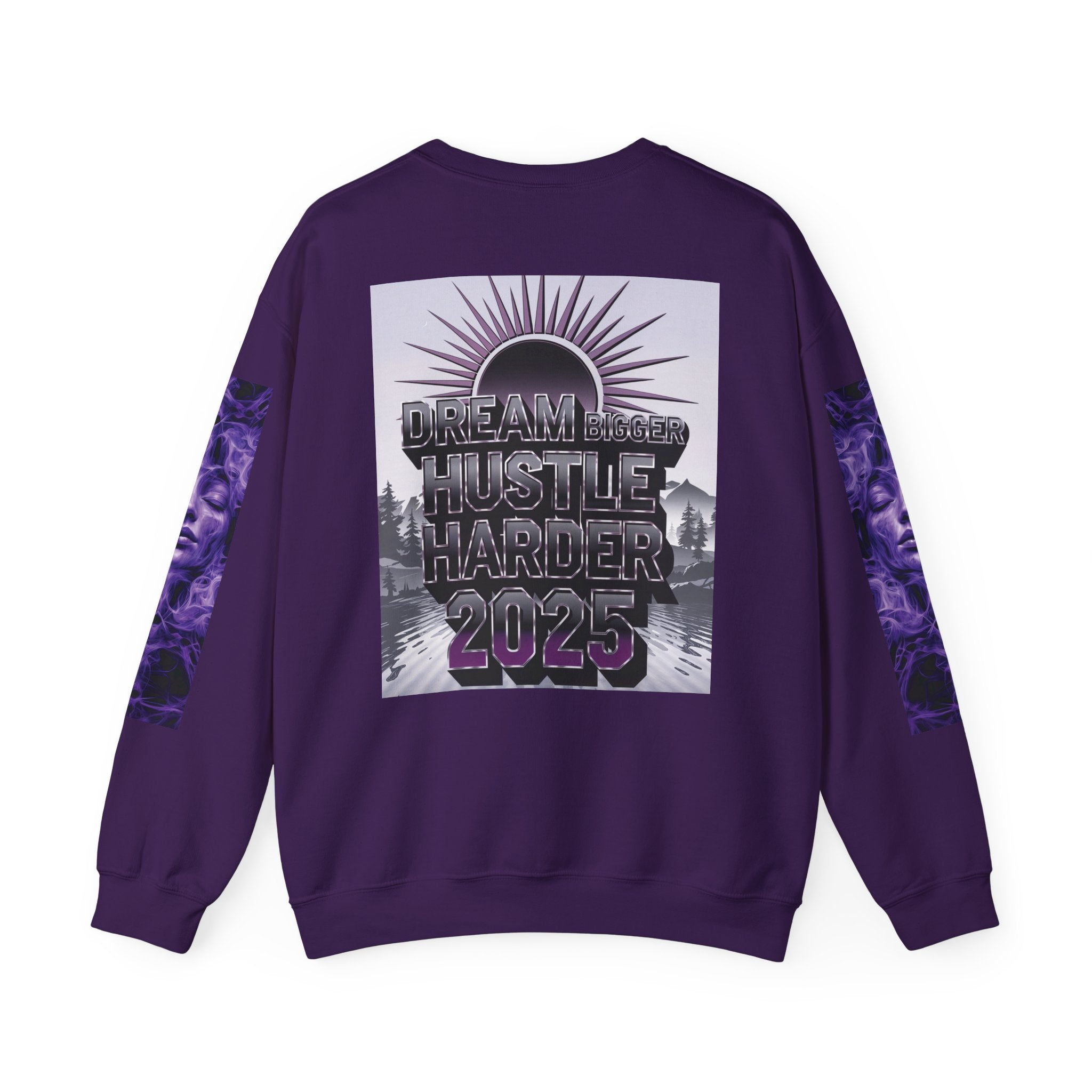 Dream Bigger Hustle Harder Crewneck Sweatshirt | Motivational Unisex Sweatshirt for Dreamers and Go-Getters - Angel Body