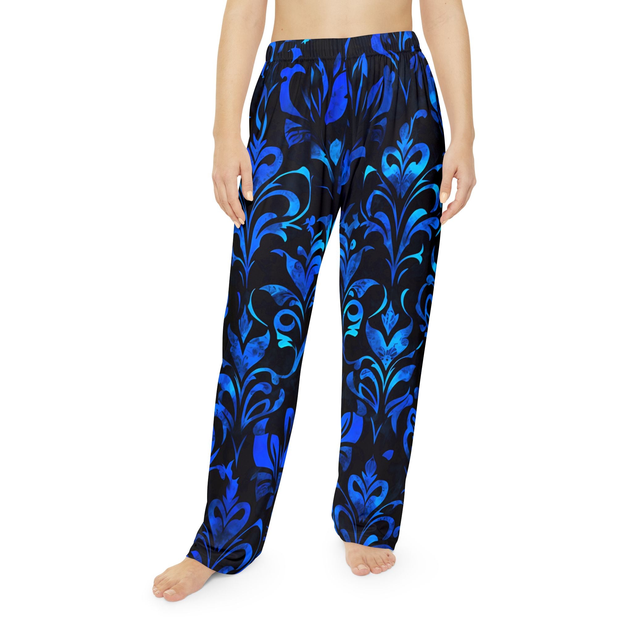 Women's Cozy Floral Pajama Pants - Blue Floral Design for Relaxation