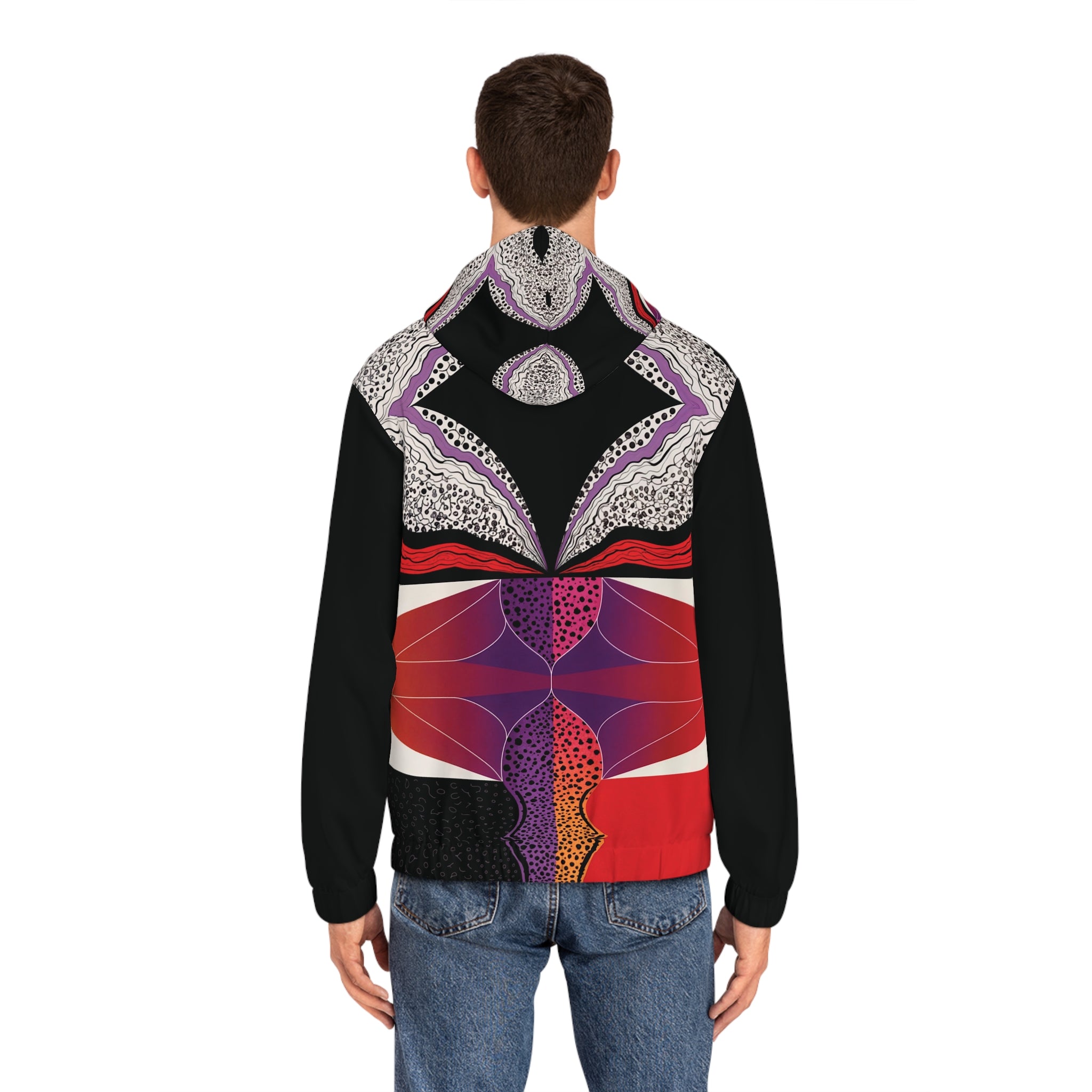 Vibrant Men's Full-Zip Hoodie - Artistic Design for Style and Comfort - Angel Body