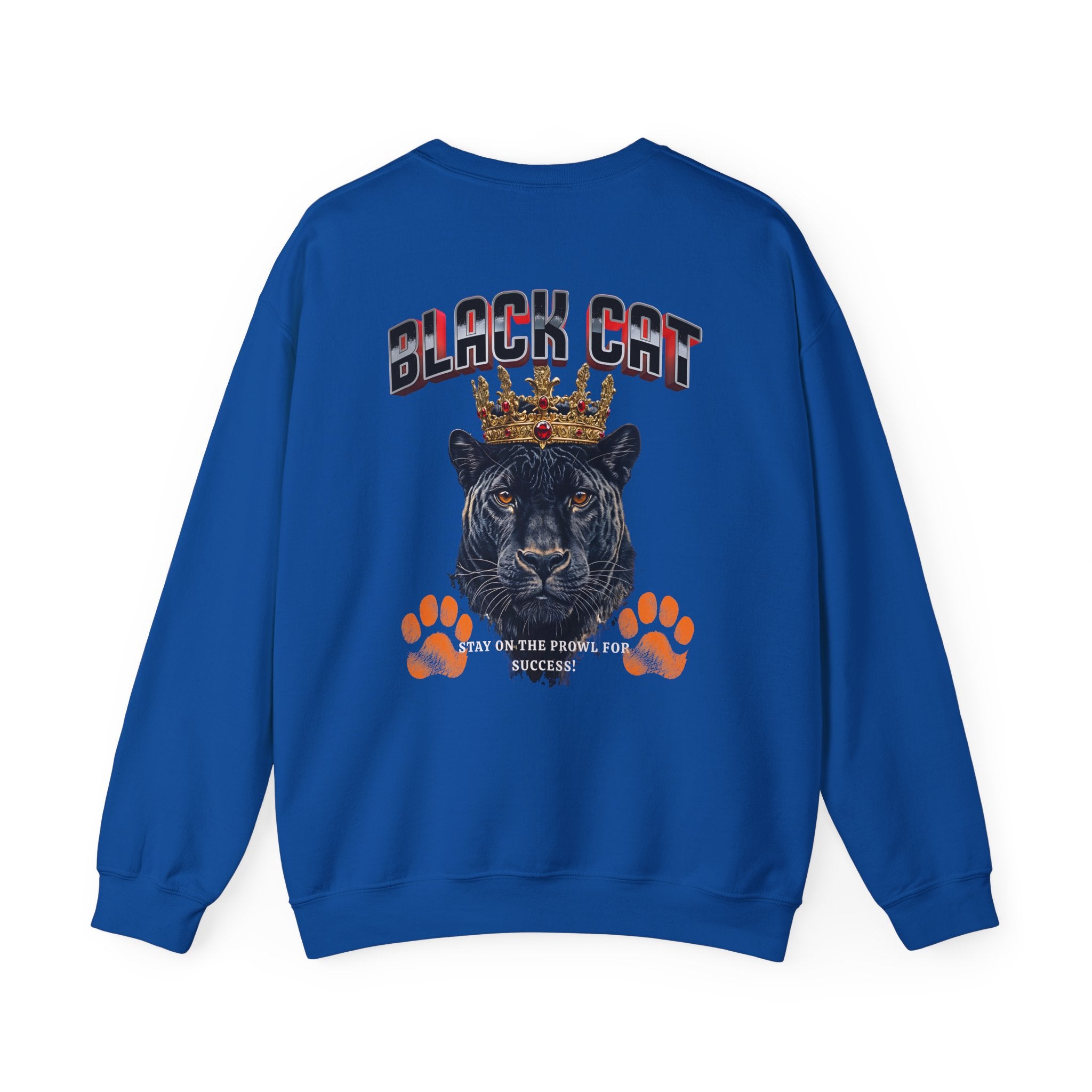 Black Cat Crowned Sweatshirt - Unisex Heavy Blend™, Stay on the Prowl for Success! - Angel Body