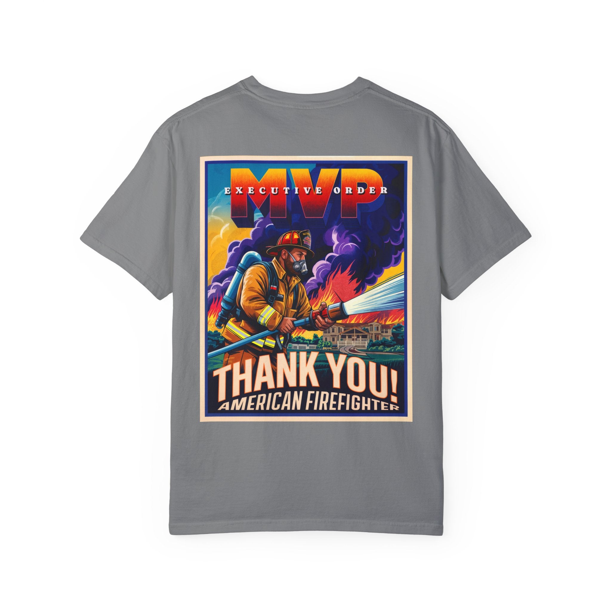 Firefighter Thank You T-Shirt - Unisex Garment-Dyed Tee - Angel Body