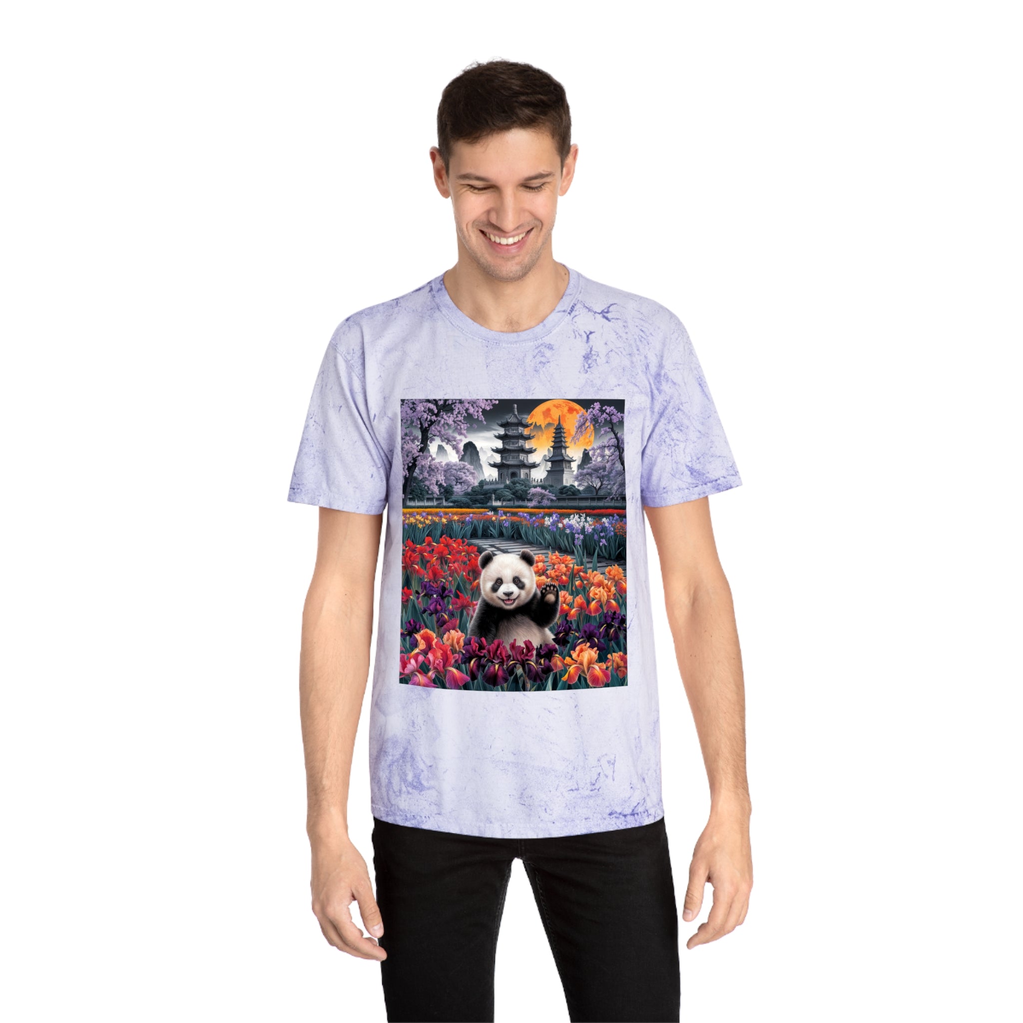 Vibrant Panda Delight Unisex T-Shirt - Colorful Floral Design - Angel Body