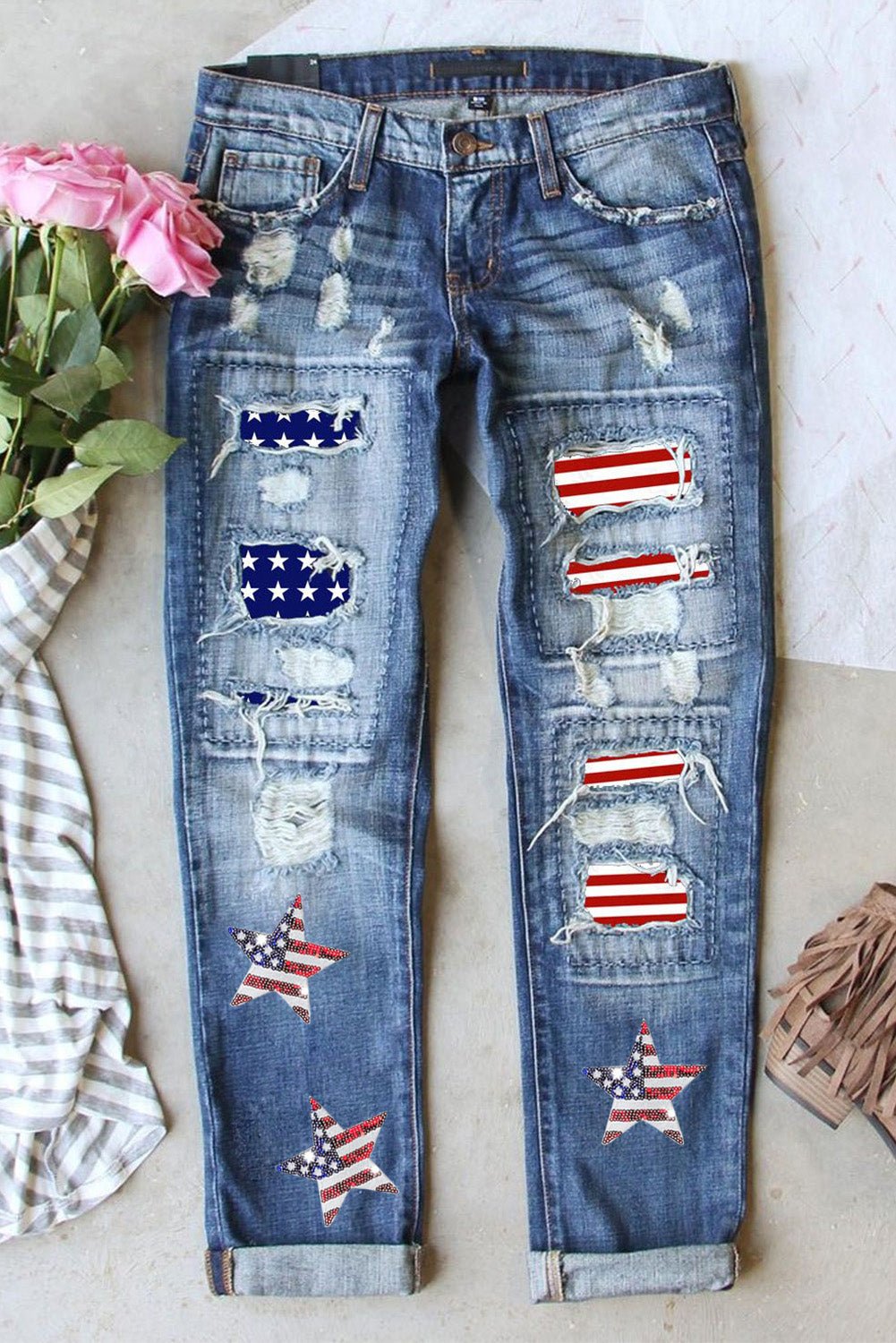 US Flag Straight Jeans - Angel Body