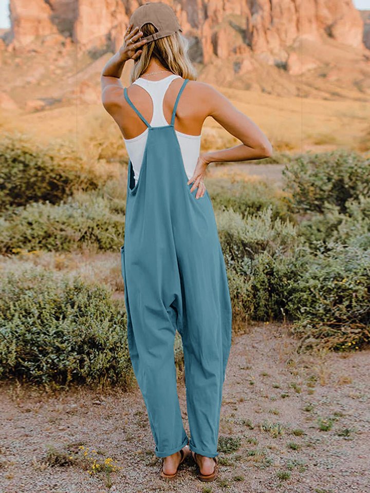 Double Take Full Size V - Neck Sleeveless Jumpsuit with Pockets - Angel Body