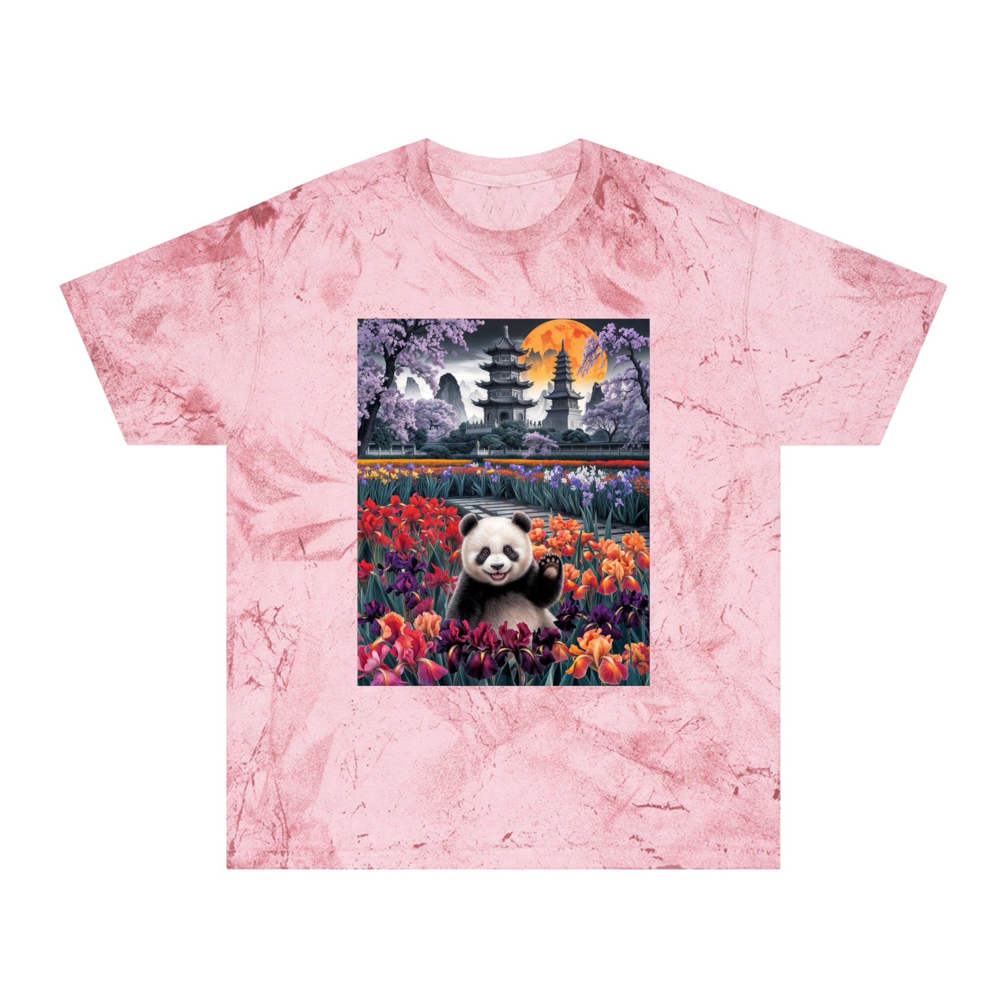 Vibrant Panda Delight Unisex T-Shirt - Colorful Floral Design - Angel Body