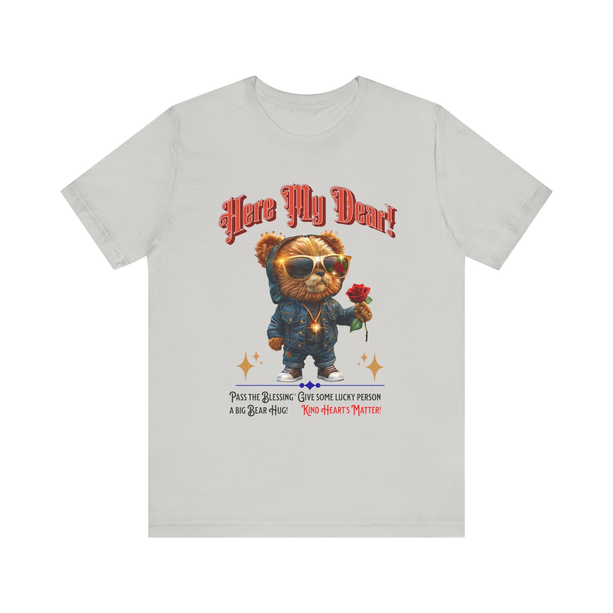 Teddy Bear Red Rose T-Shirt - Fun Cool Unisex Tee - Angel Body