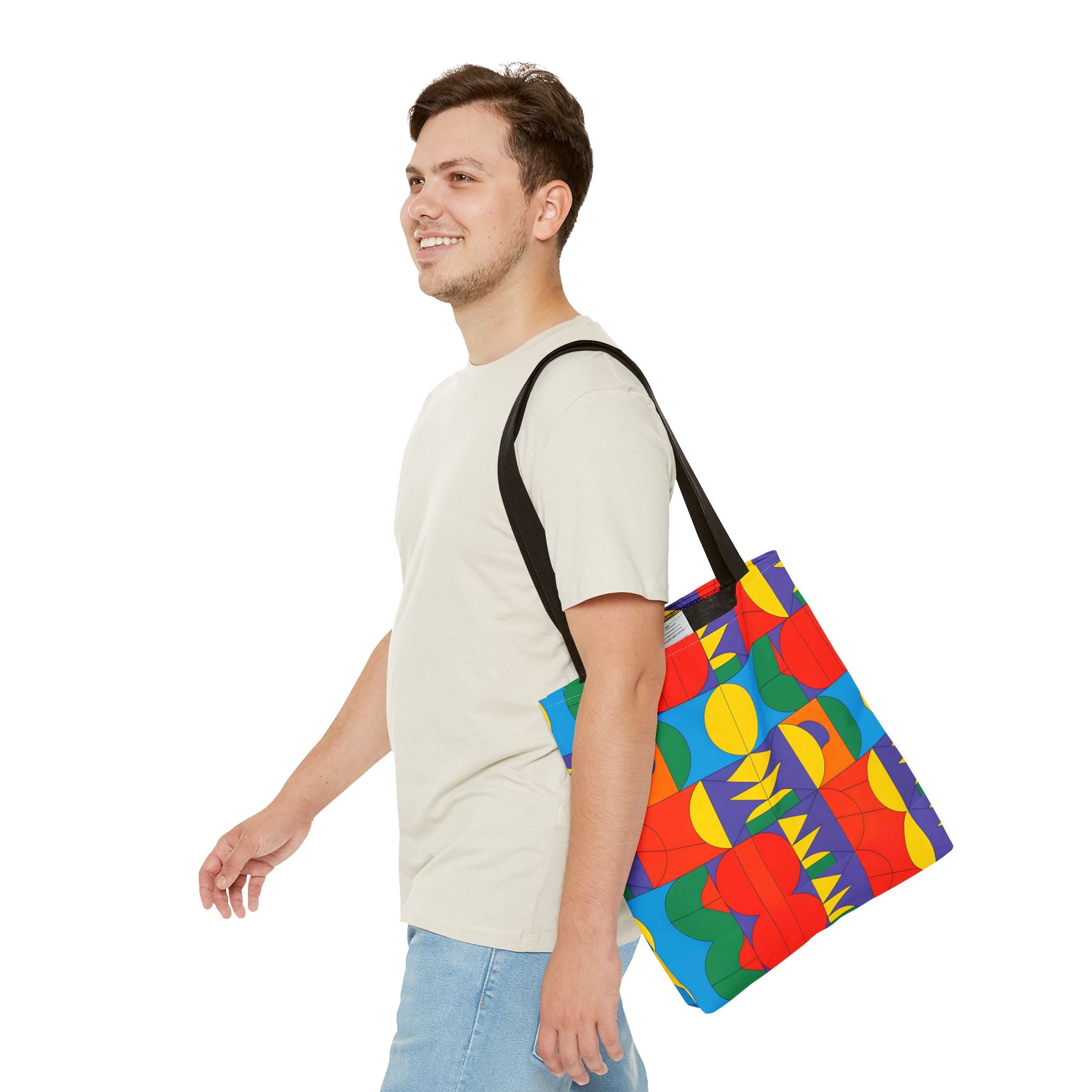 Colorful Geometric Tote Bag - Bold Patterns for Everyday Use - Angel Body