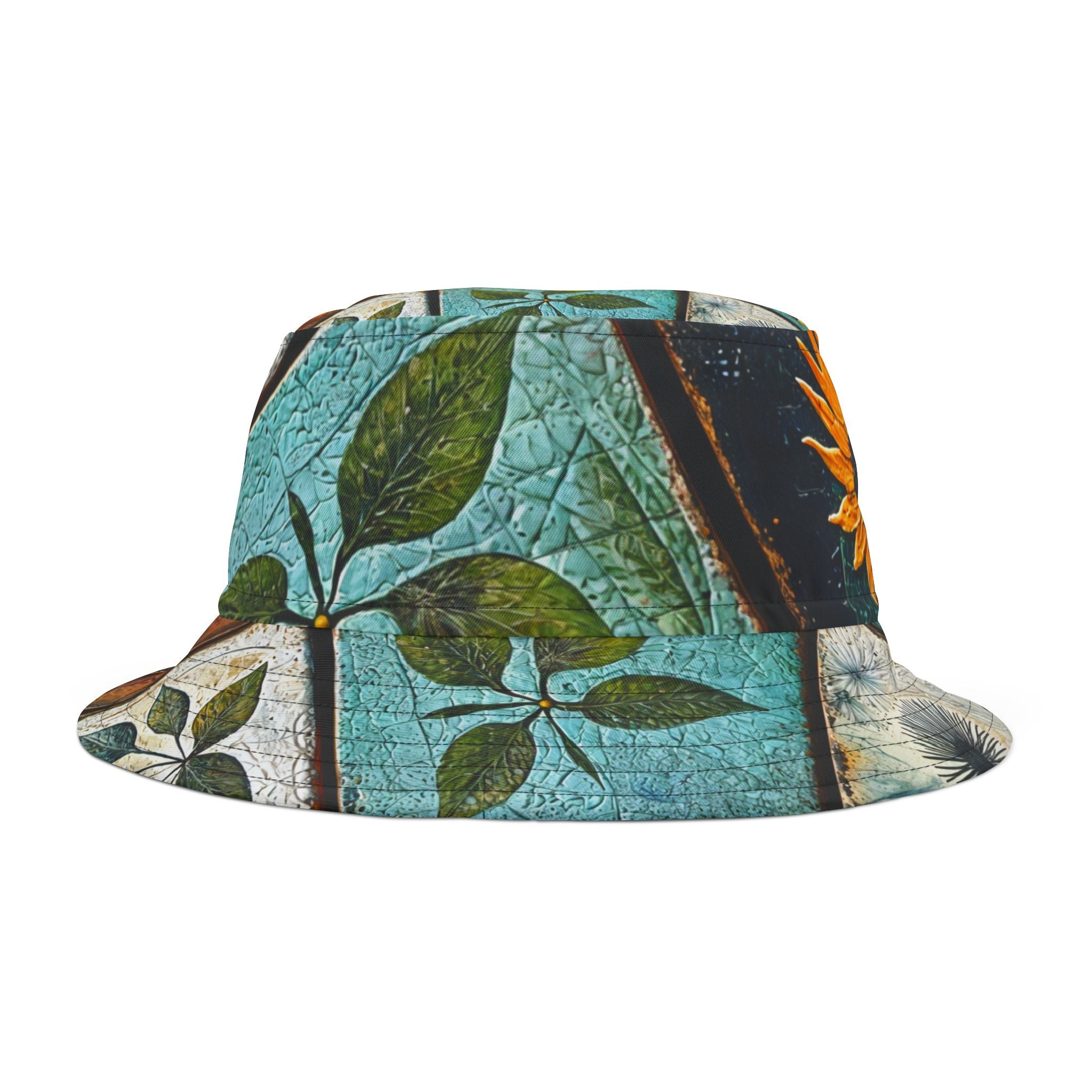 Sunflower Mosaic Bucket Hat, Floral Summer Hat, Beach Accessories, Sun Protection Hat, Gift for Garden Lovers - Angel Body
