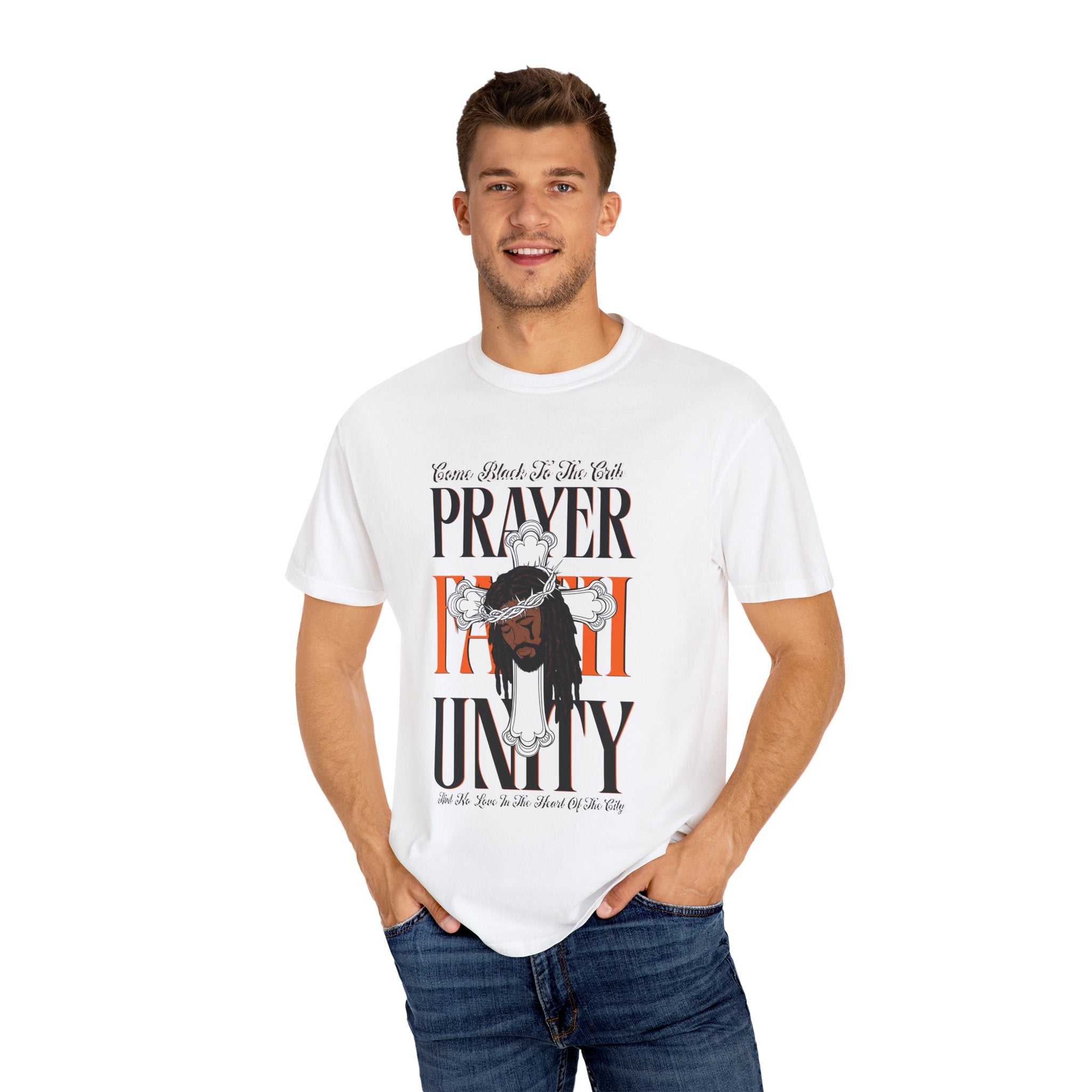 Unisex Garment-Dyed T-Shirt - Lovely Prayer & Unity Design - Angel Body