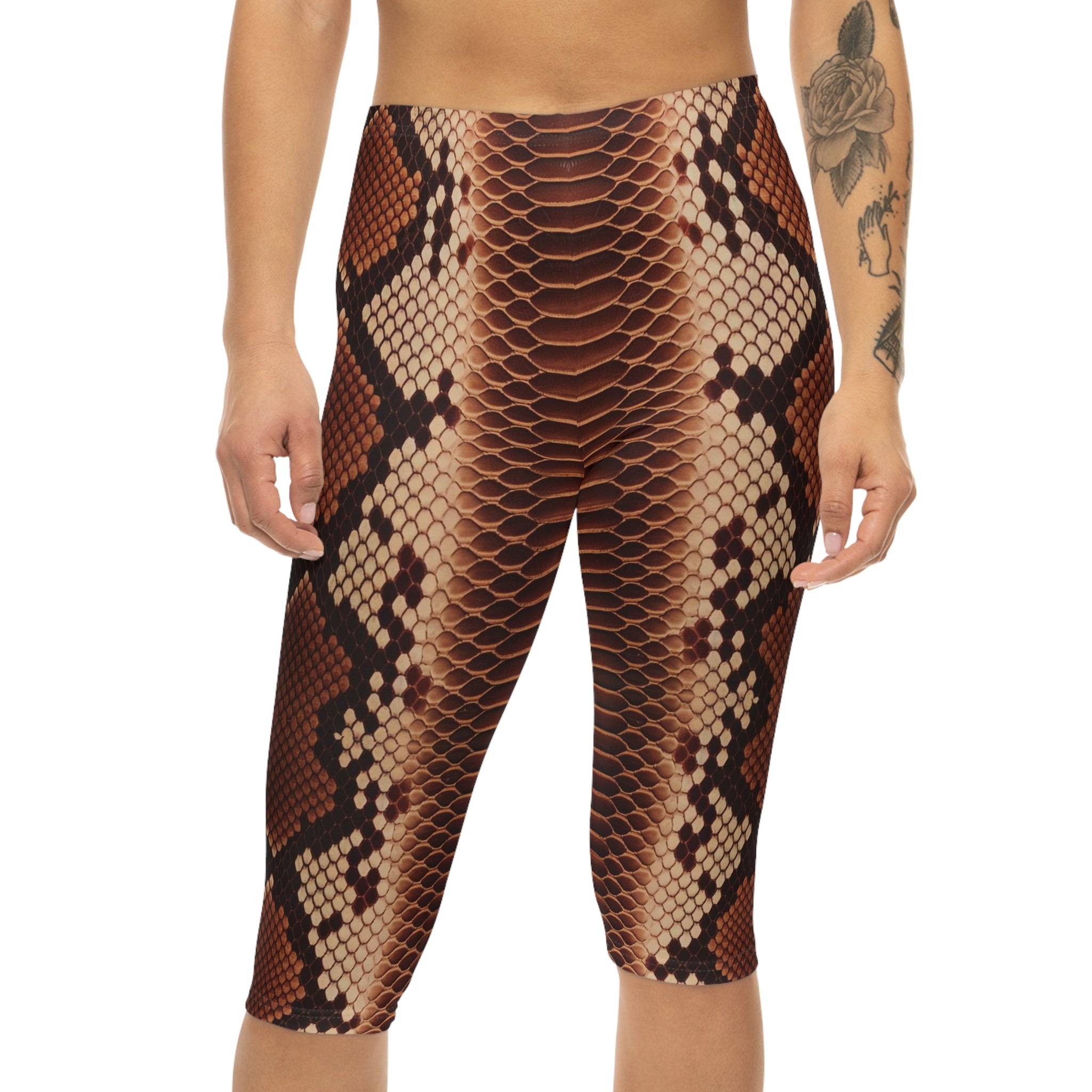 Stylish Python Print Women’s Capri Leggings | Trendy Fitness Wear - Angel Body