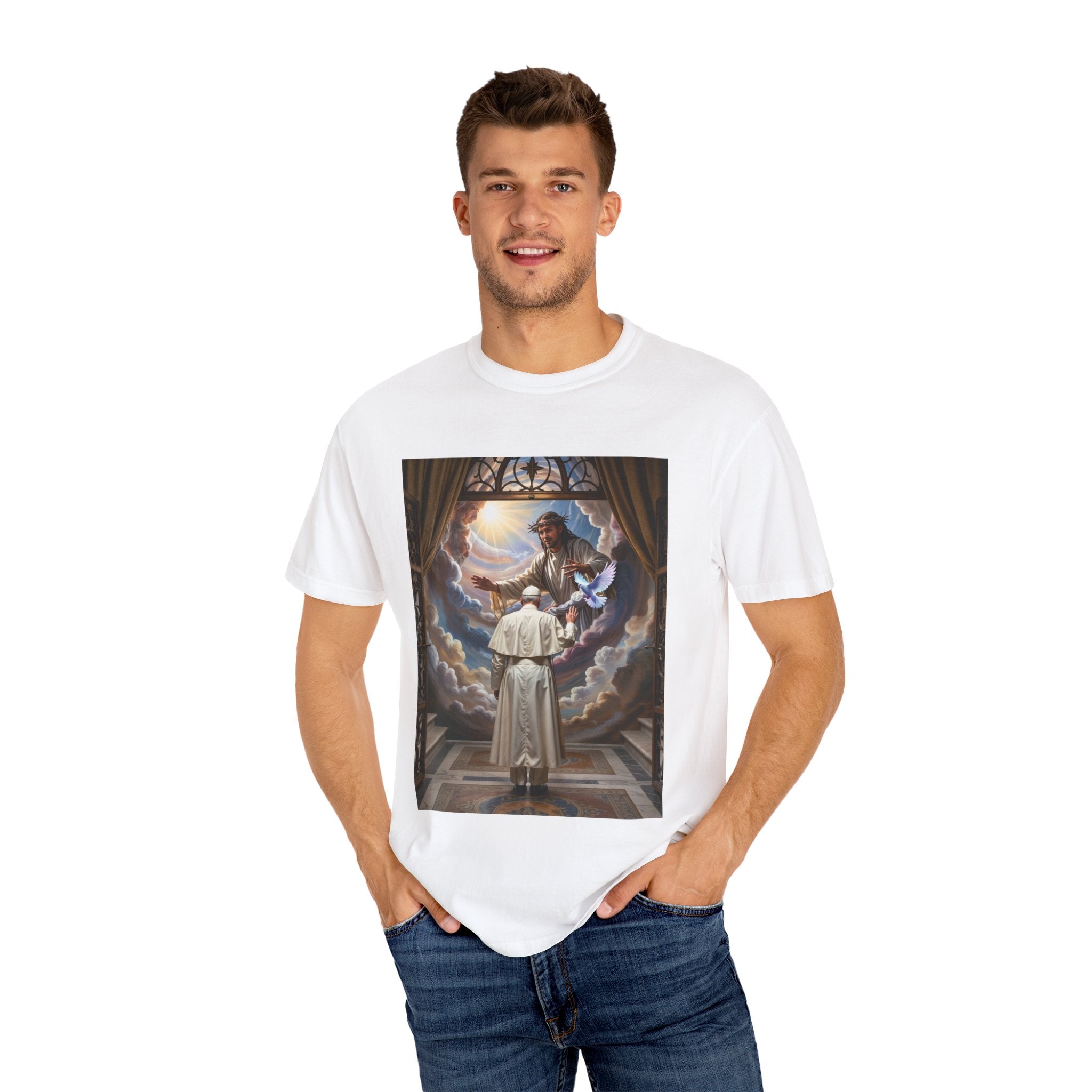 Artistic Unisex Garment-Dyed T-shirt - Divine Inspiration Design - Angel Body