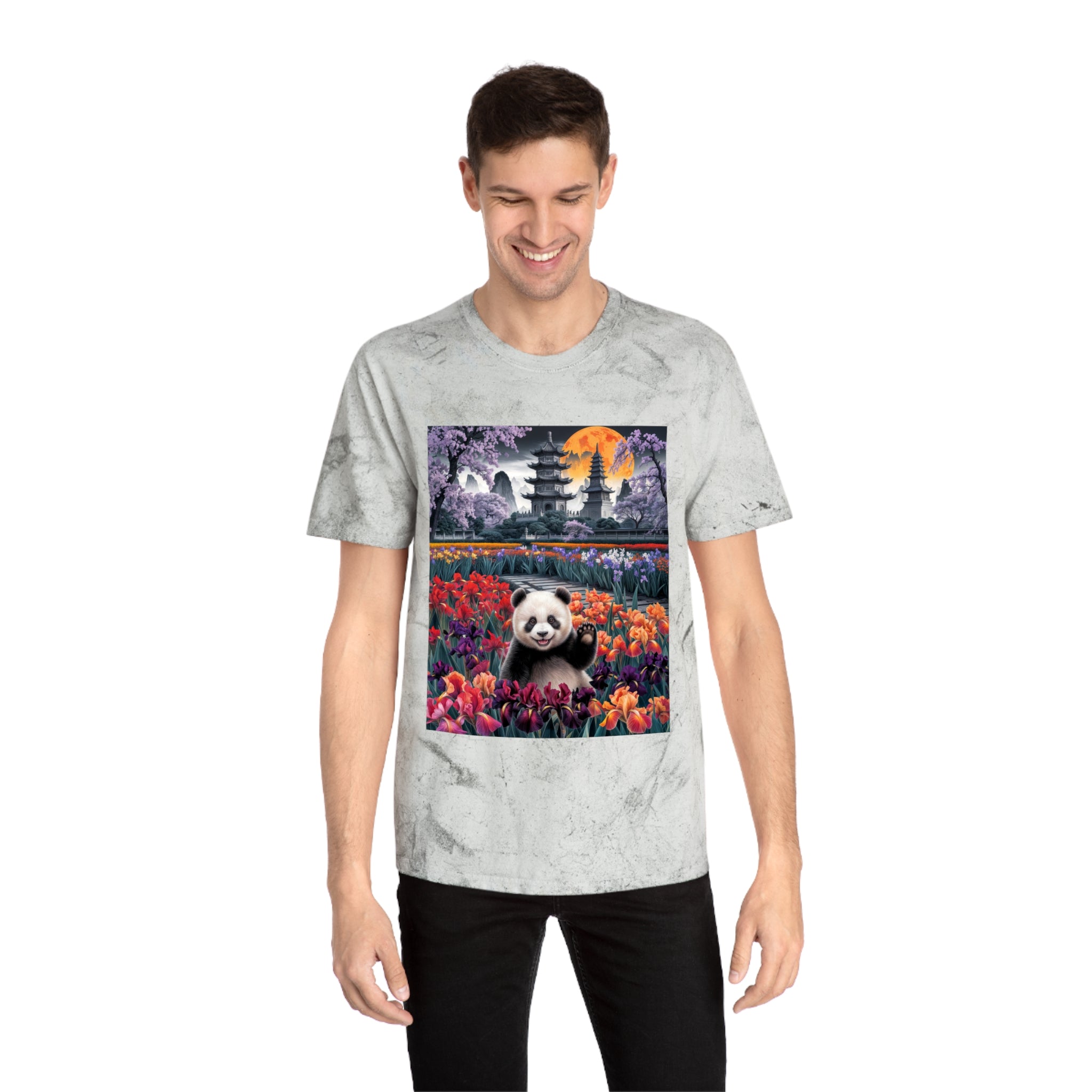 Vibrant Panda Delight Unisex T-Shirt - Colorful Floral Design - Angel Body