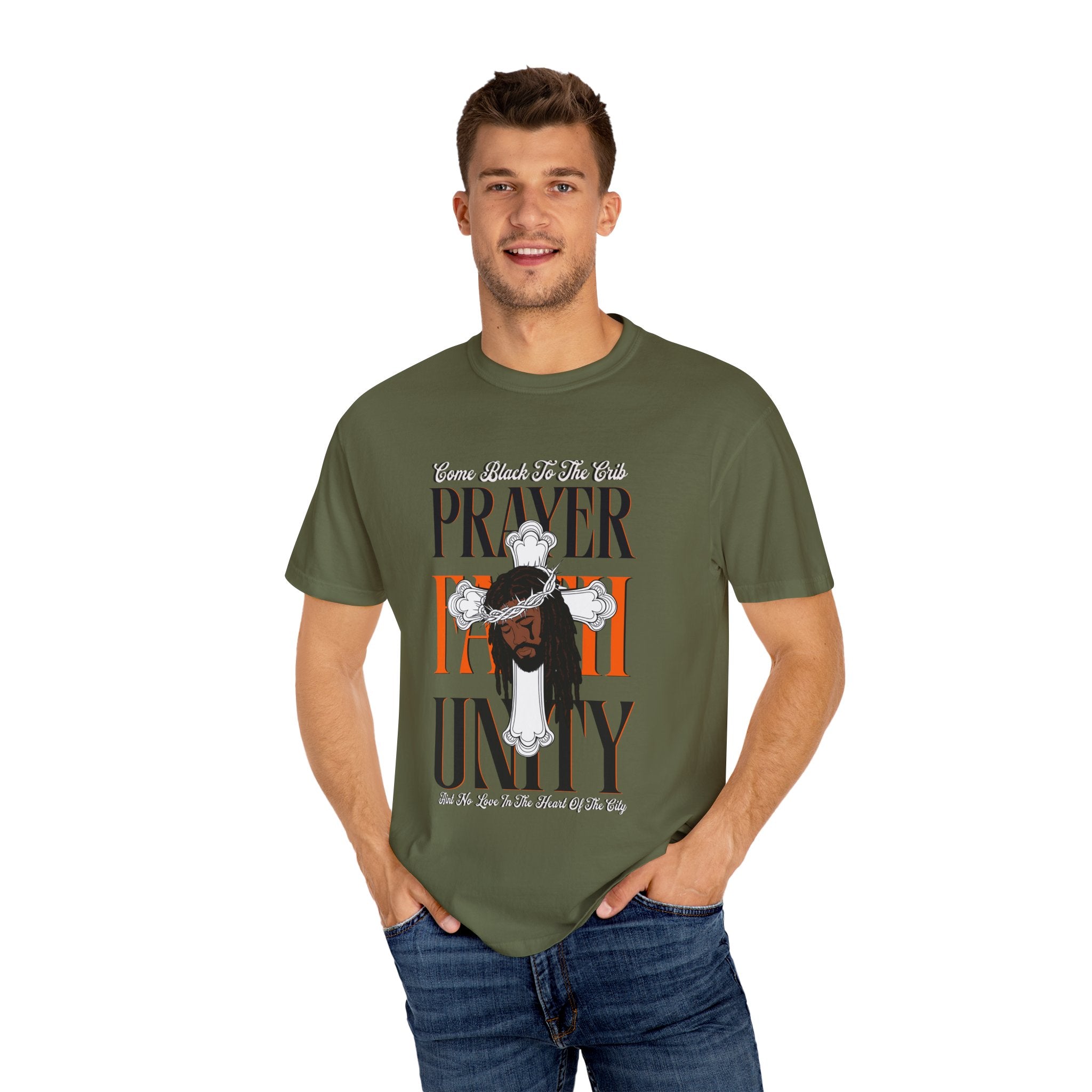 Unisex Garment-Dyed T-Shirt - Lovely Prayer & Unity Design - Angel Body