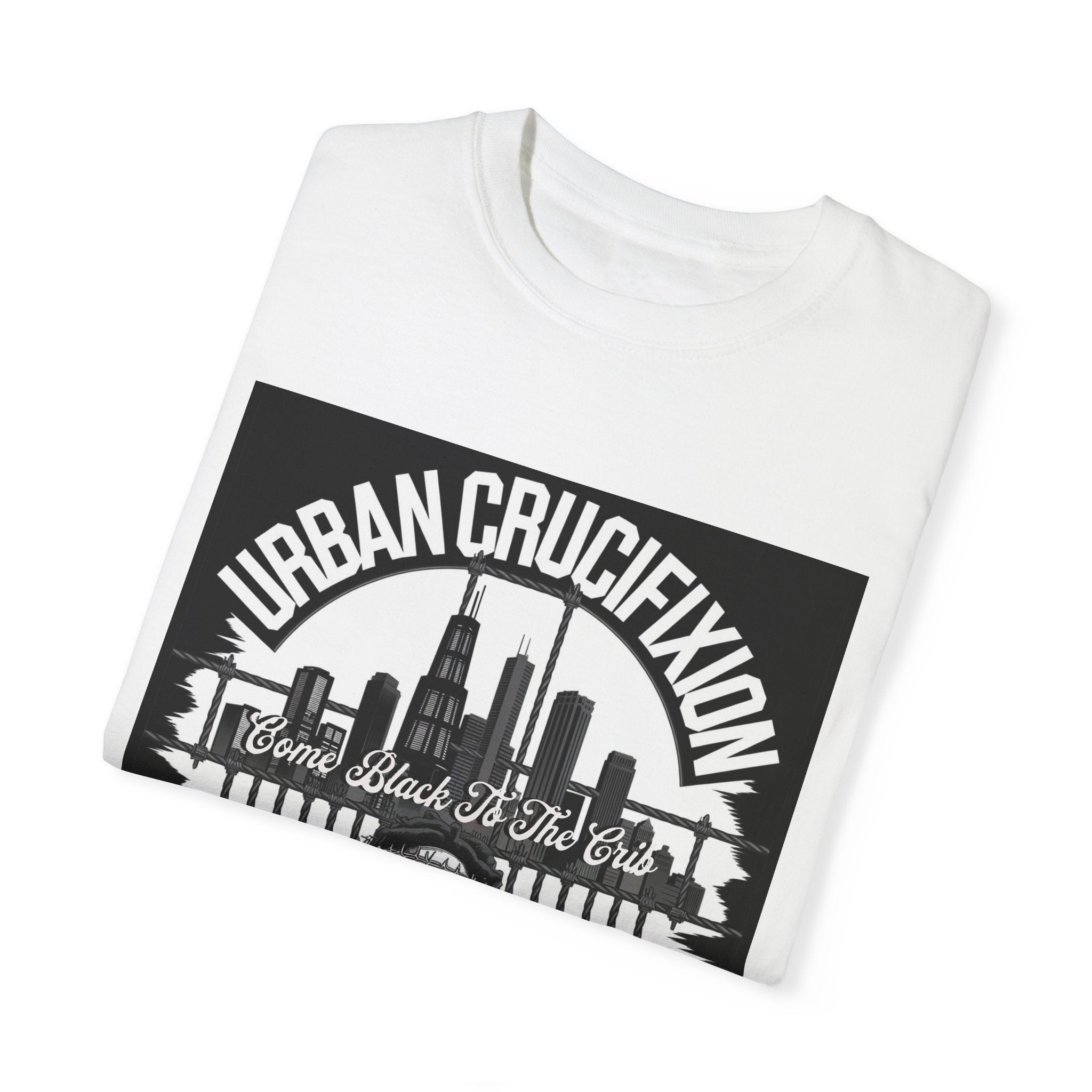 Urban Crucifixion Unisex Garment-Dyed T-Shirt - Street Art Inspired Design - Angel Body
