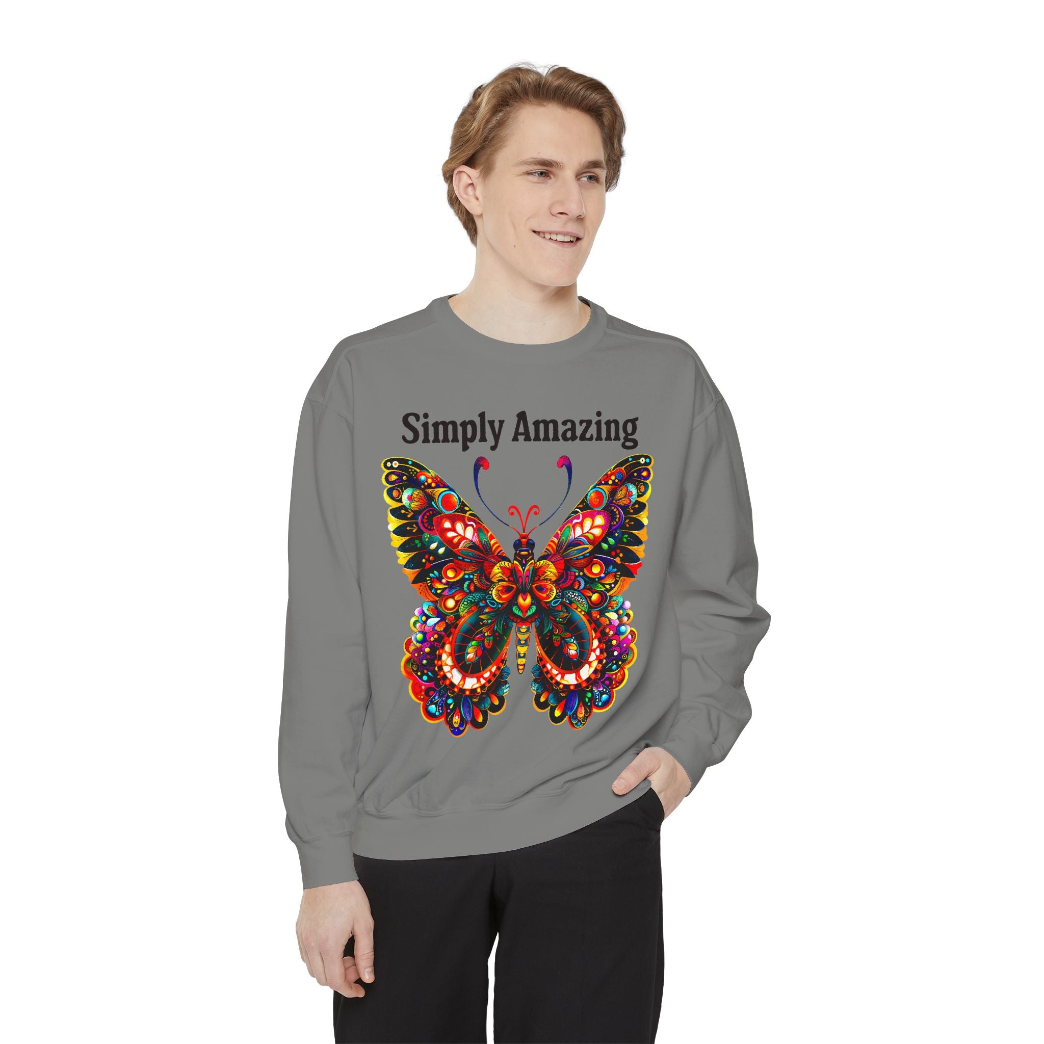 Unisex Garment-Dyed Sweatshirt That says Simply Beautiful - Angel Body