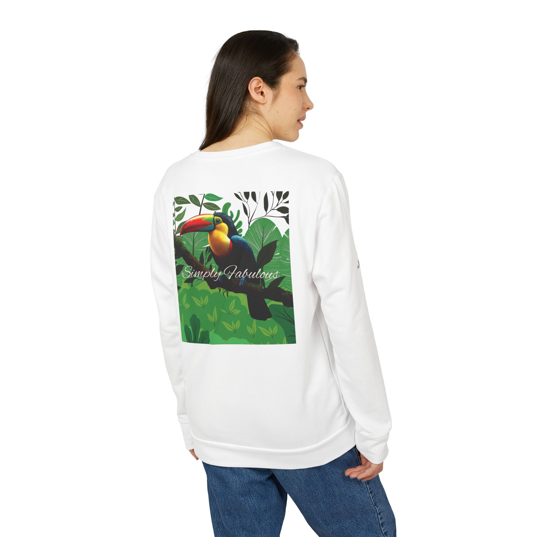 Adidas Unisex Fleece Crewneck Sweatshirt - Simply Fabulous Tropical Toucan Design - Angel Body