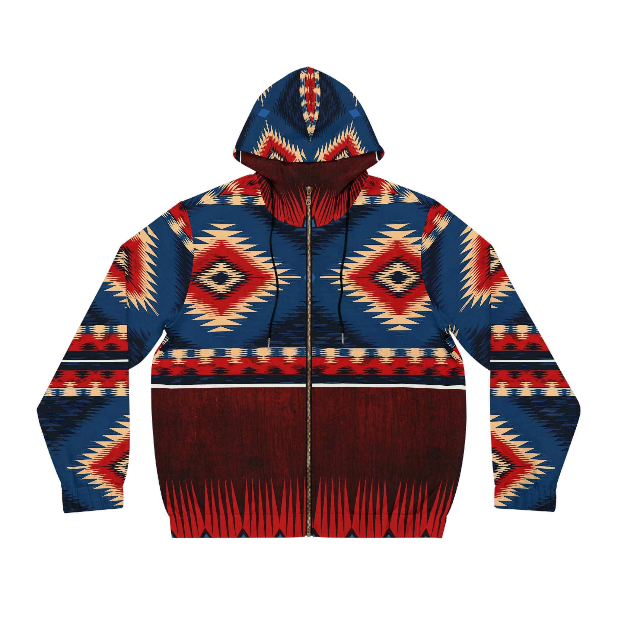 Men's Full-Zip Hoodie - Vibrant Tribal Print for Cozy Comfort - Angel Body