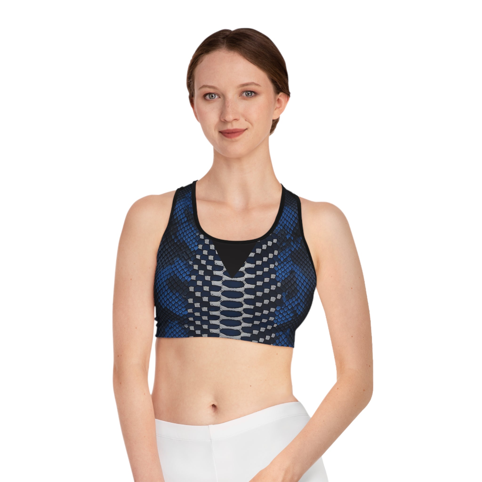Blue Snake Skin Sports Bra - Stylish & Comfortable Activewear - Angel Body