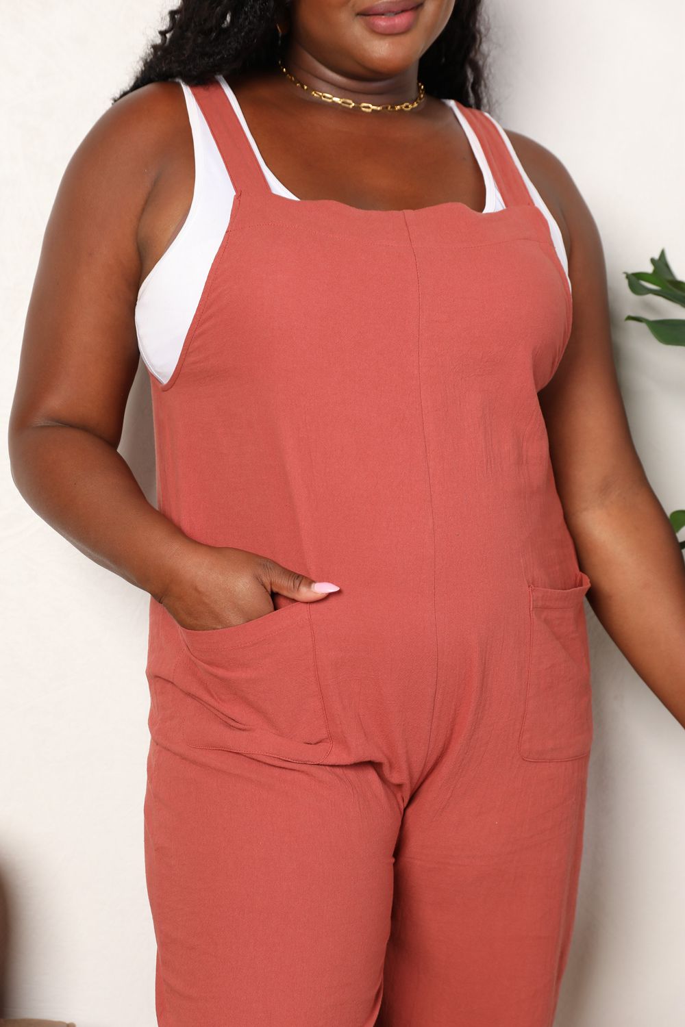 Double Take Wide Leg Overalls with Front Pockets - Angel Body