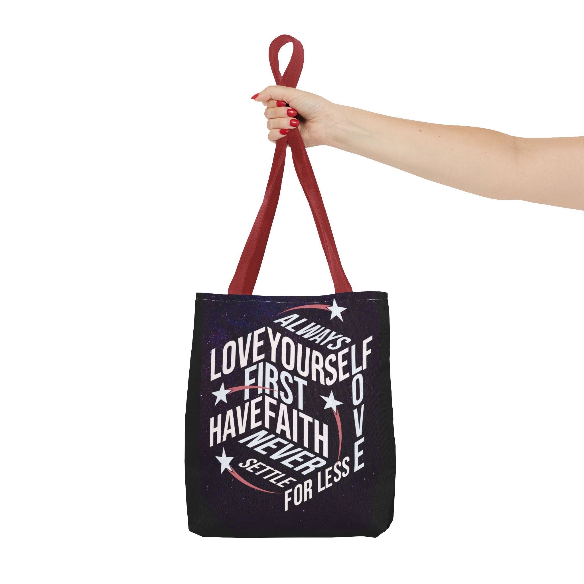 Inspirational Quote Tote Bag - Always Love Yourself First, Have Faith - Angel Body