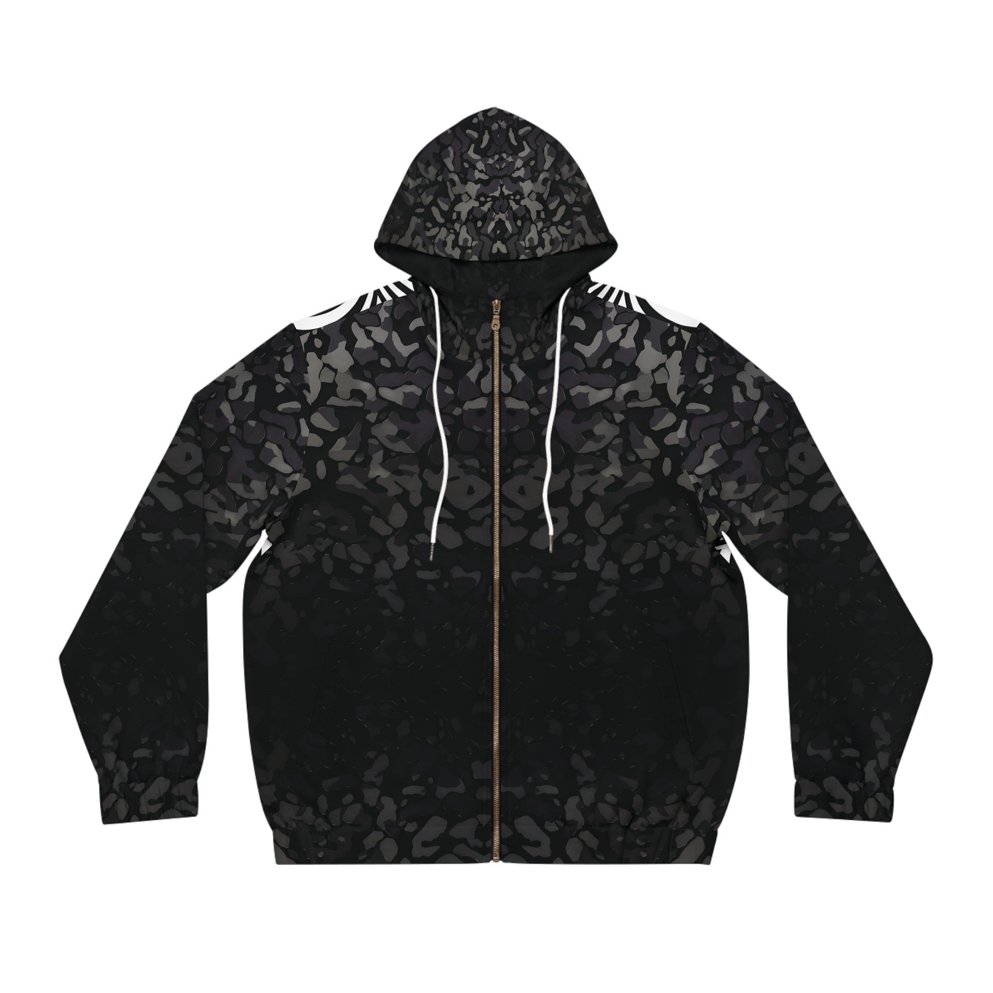Men's Hypnotic Face Art Full-Zip Hoodie for Creative Souls - Angel Body