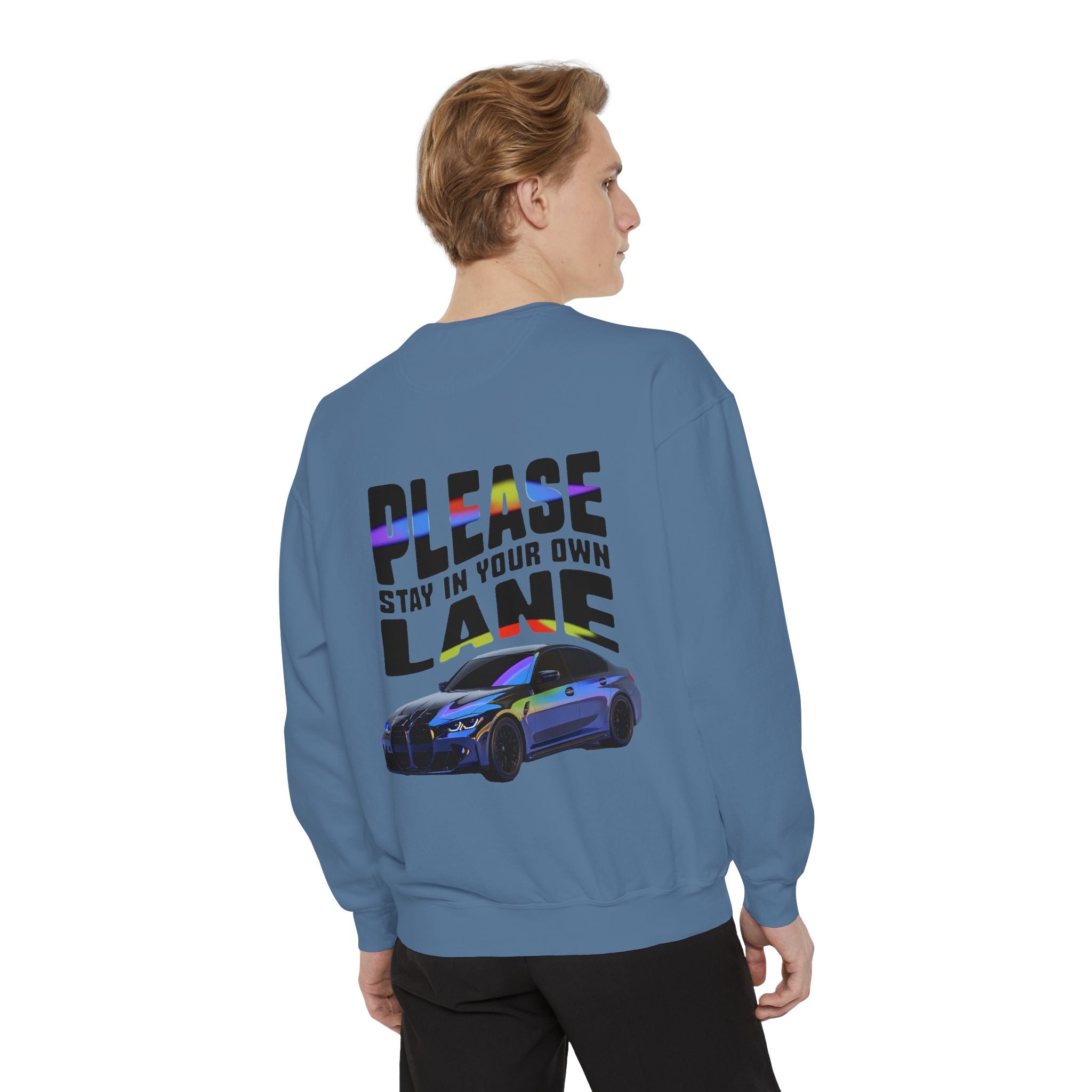 Unisex Sweatshirt - 'Please Stay in Your Own Lane' Car Design - Angel Body