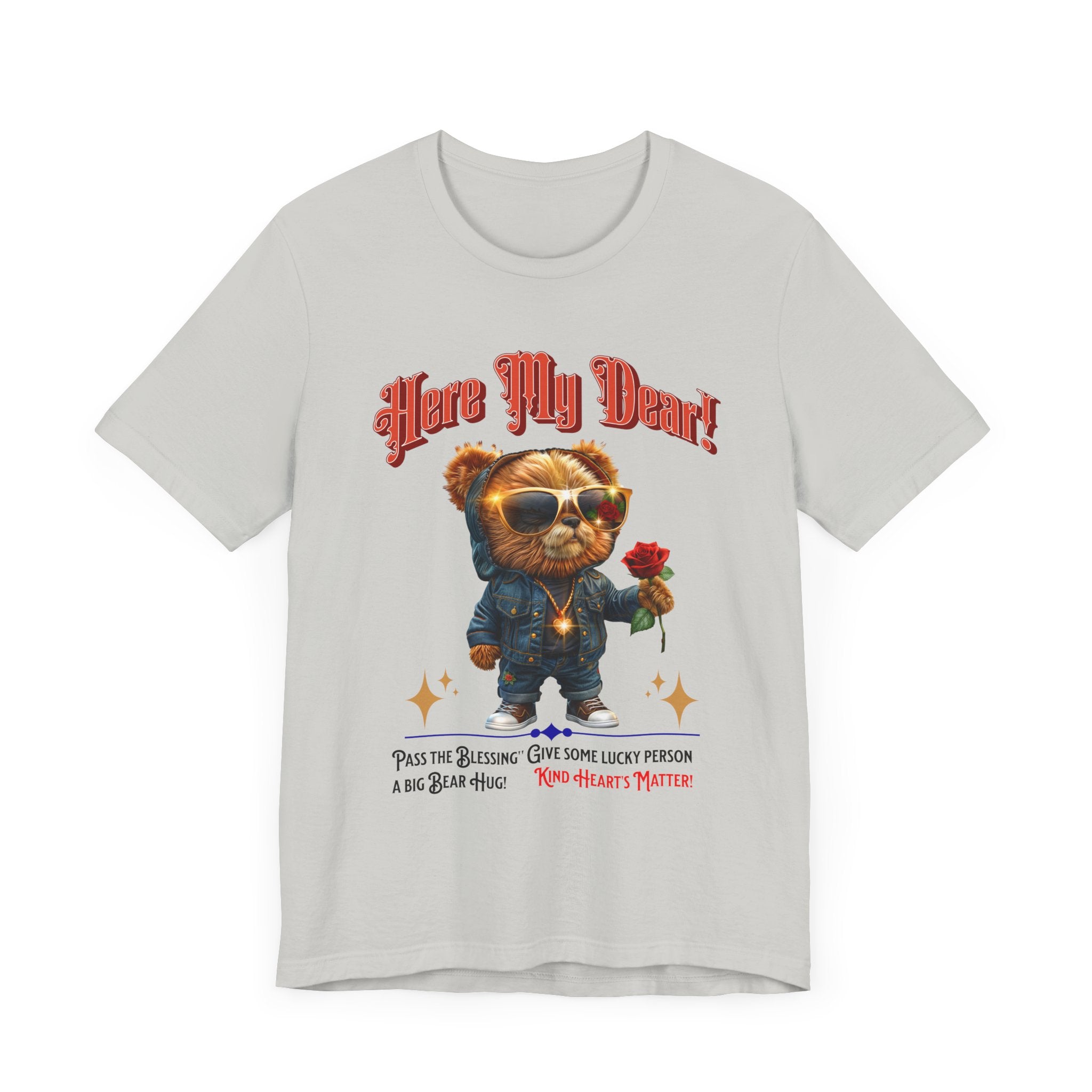 Teddy Bear Red Rose T-Shirt - Fun Cool Unisex Tee - Angel Body