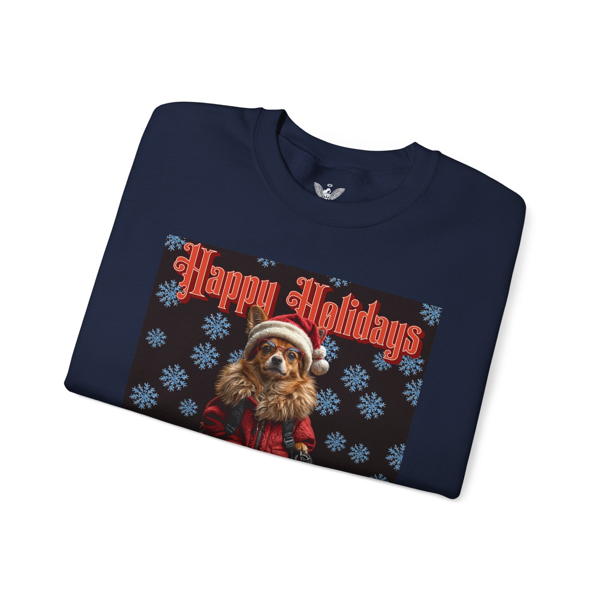 Funny Happy Holidays Dog Unisex Sweatshirt - Angel Body